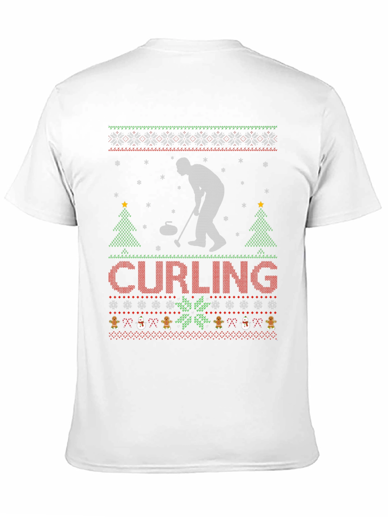 Curling Christmas Ugly Sweater Style T-Shirt