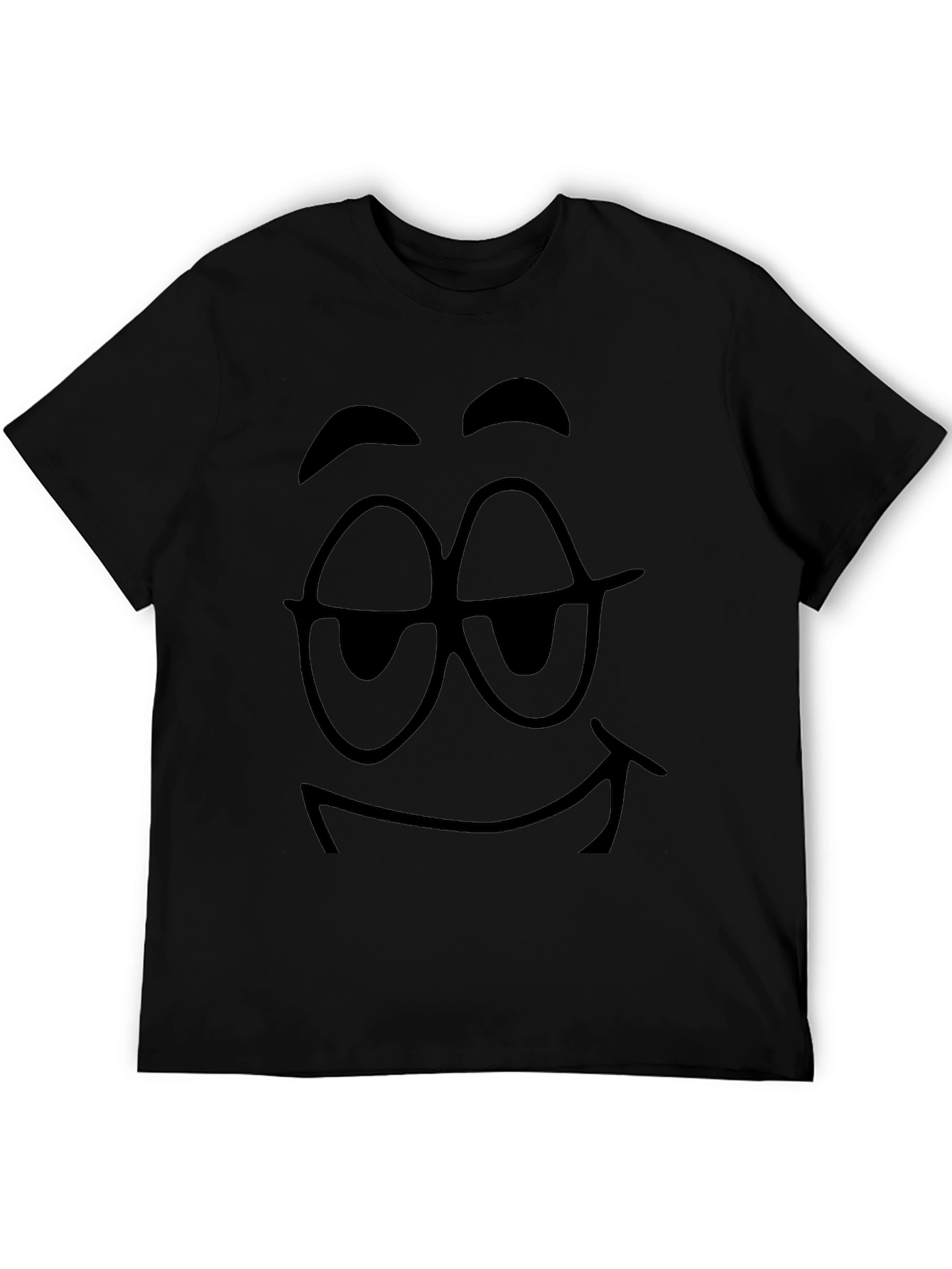 Funny Smirking Face Black T-Shirt