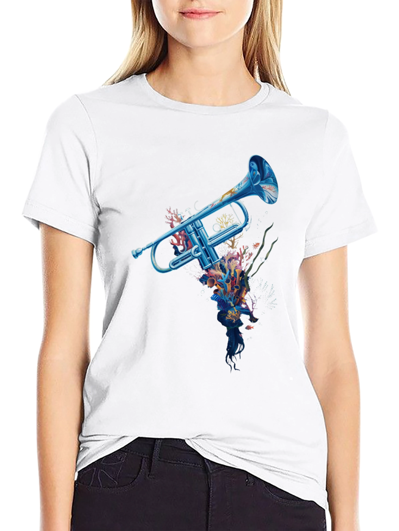 Ocean Trumpet Graphic T-Shirt - Unique Music Lover Tee
