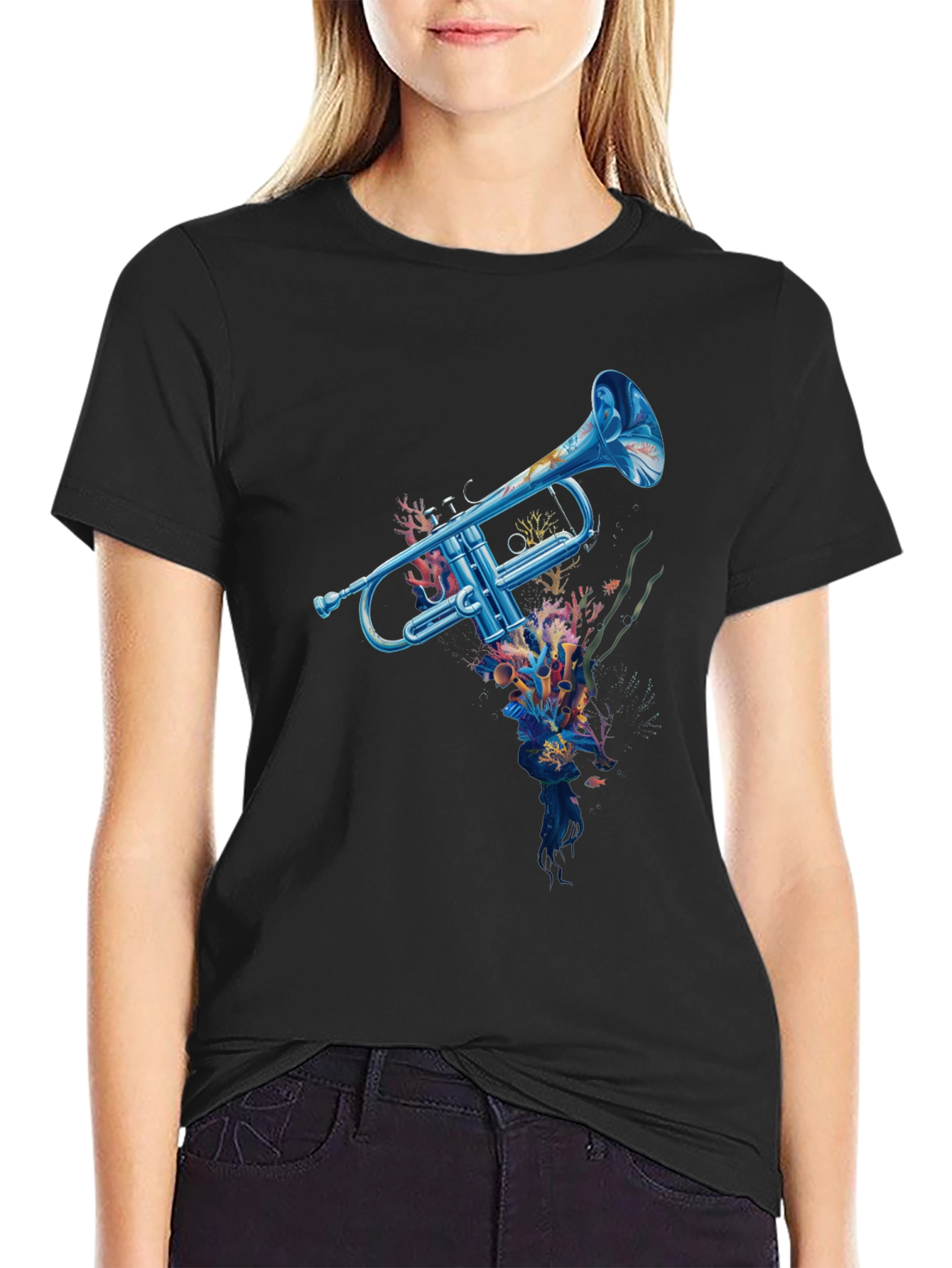 Ocean Trumpet Graphic T-Shirt - Unique Music Lover Tee