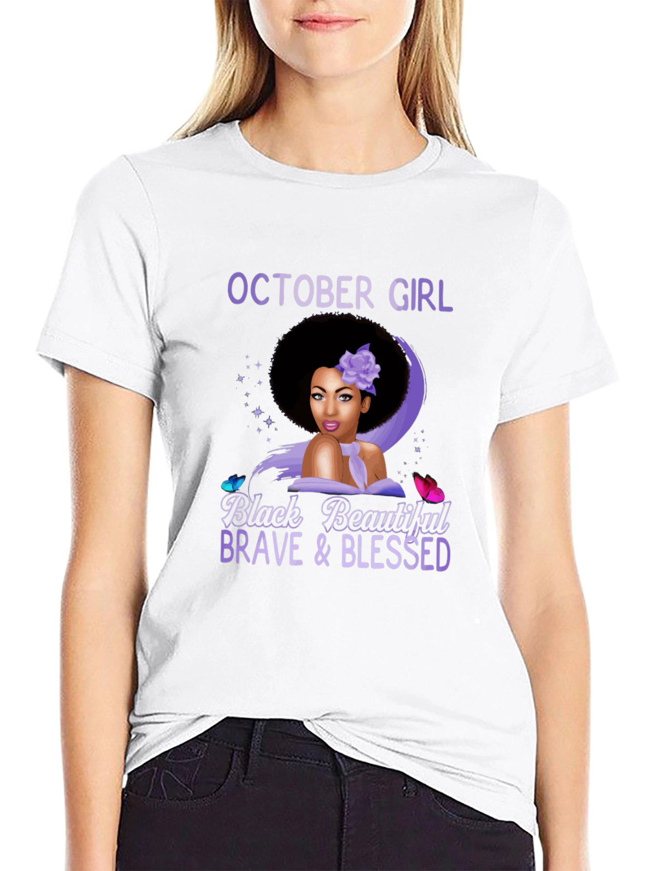 October Girl Black Beautiful Brave & Blessed T-Shirt