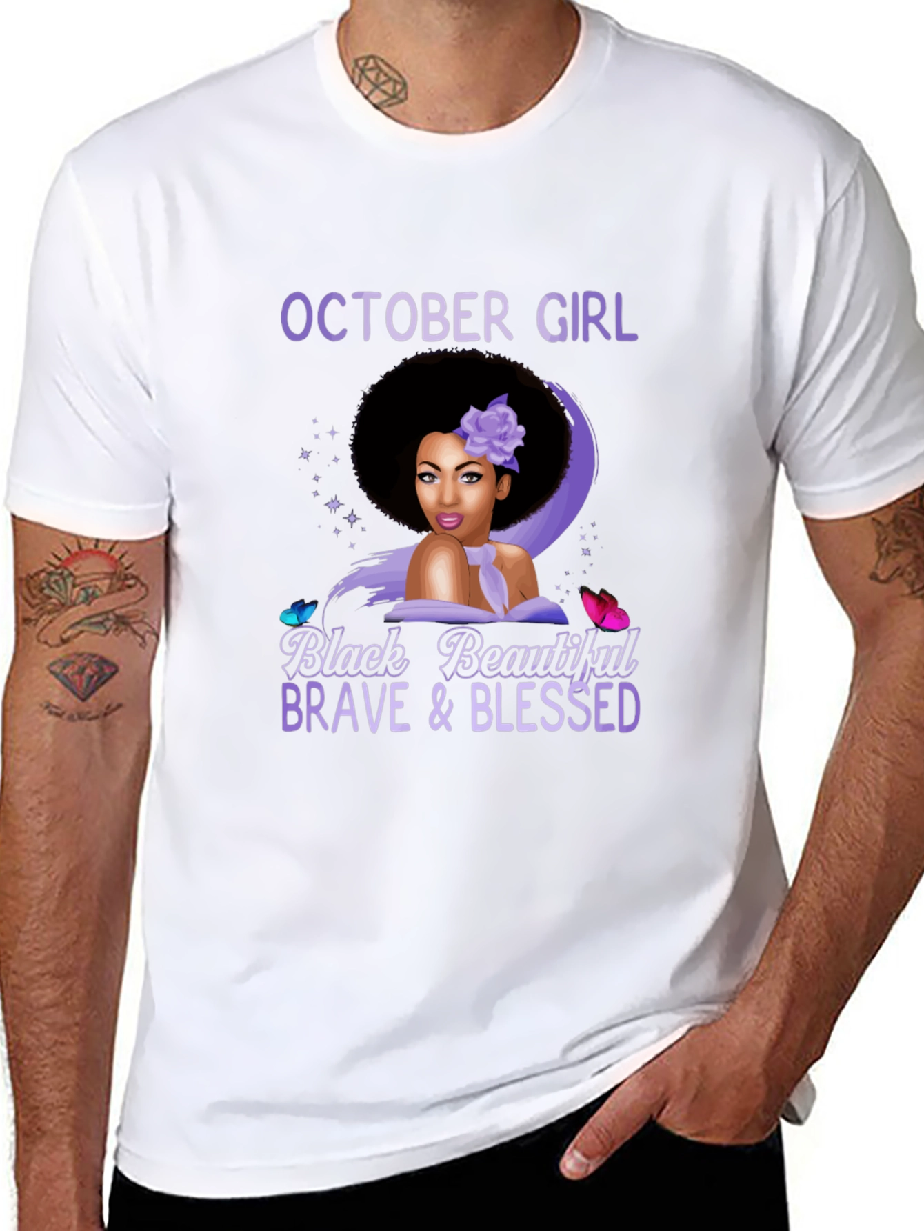 October Girl Black Beautiful Brave & Blessed T-Shirt