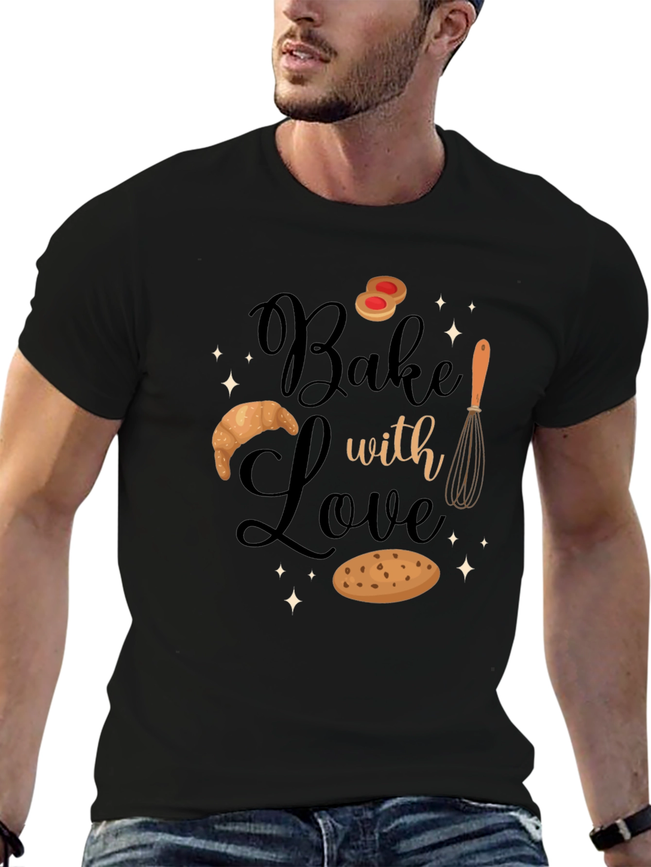 Bake with Love Black T-Shirt