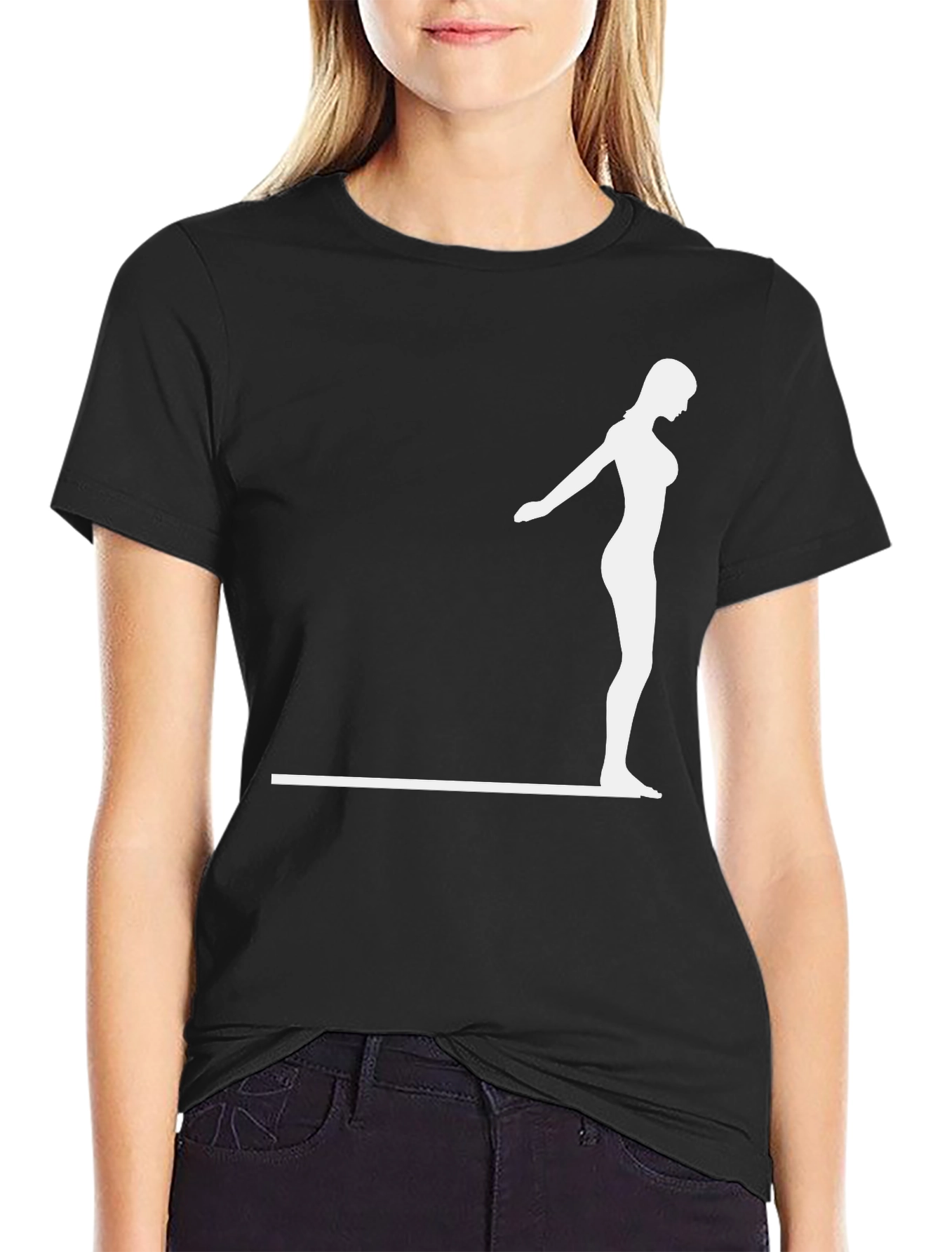 Woman on Diving Board Graphic Tee - Black