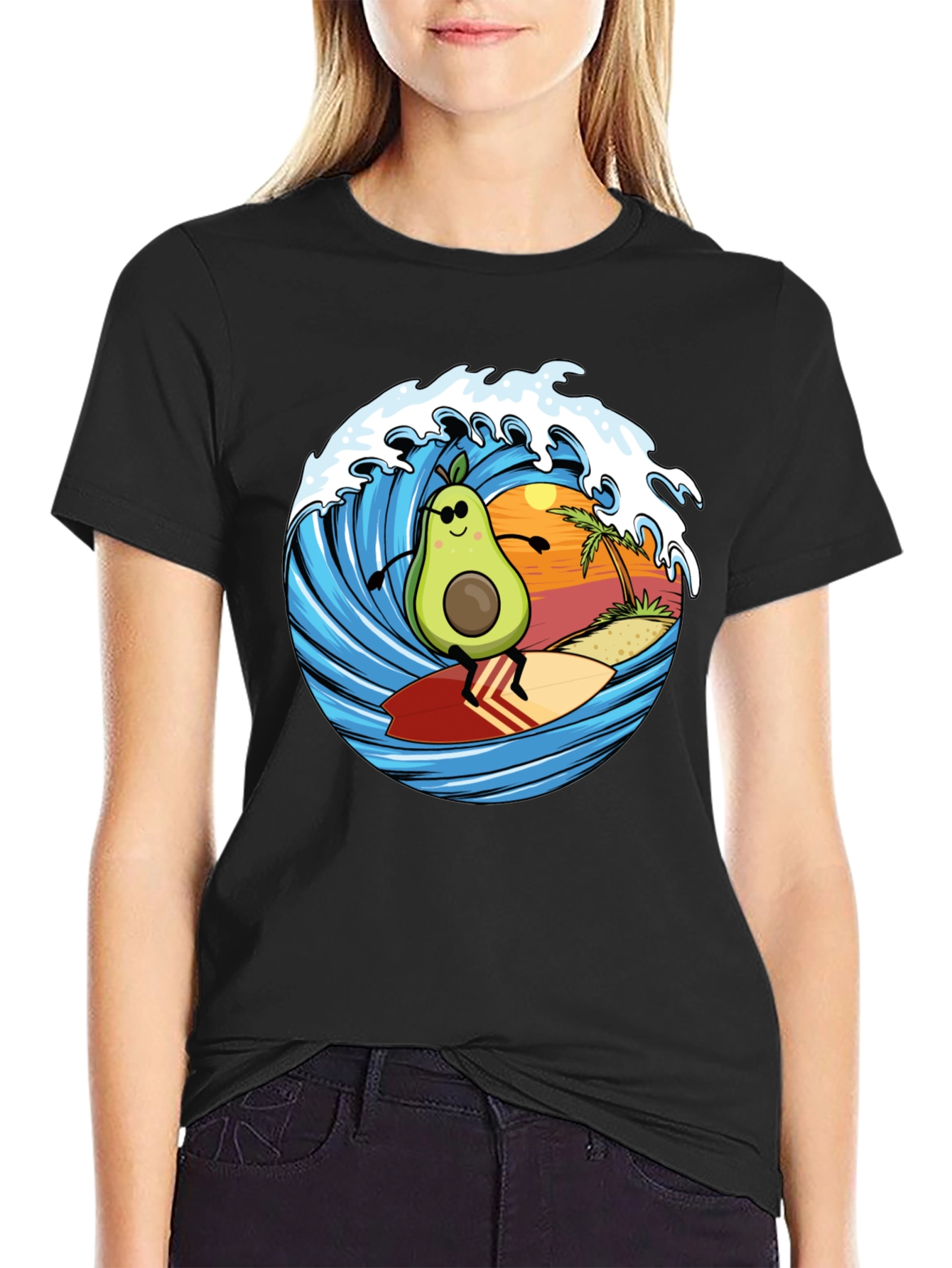 Avocado Surfing T-Shirt - Beach Vibes