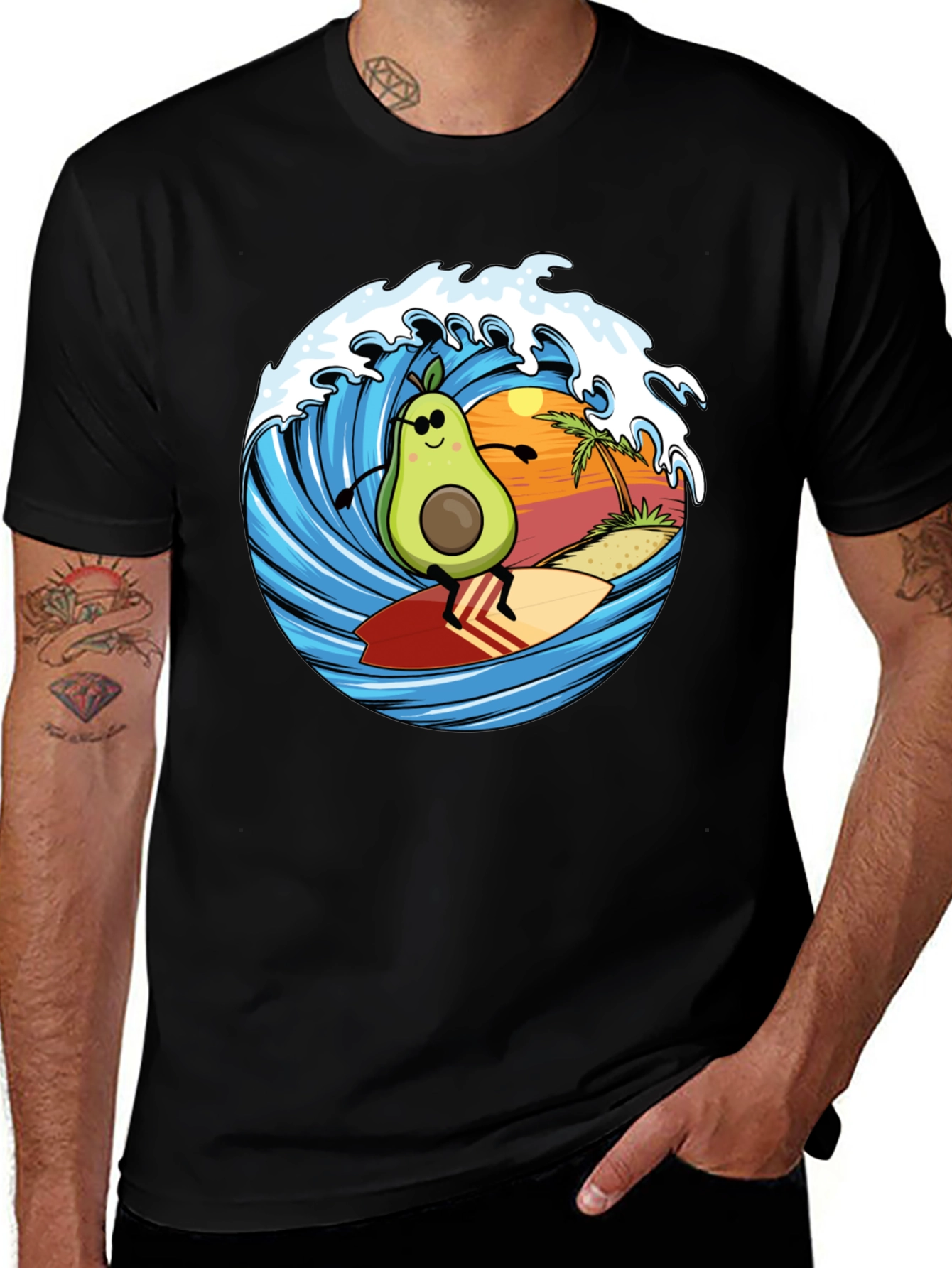 Avocado Surfing T-Shirt - Beach Vibes