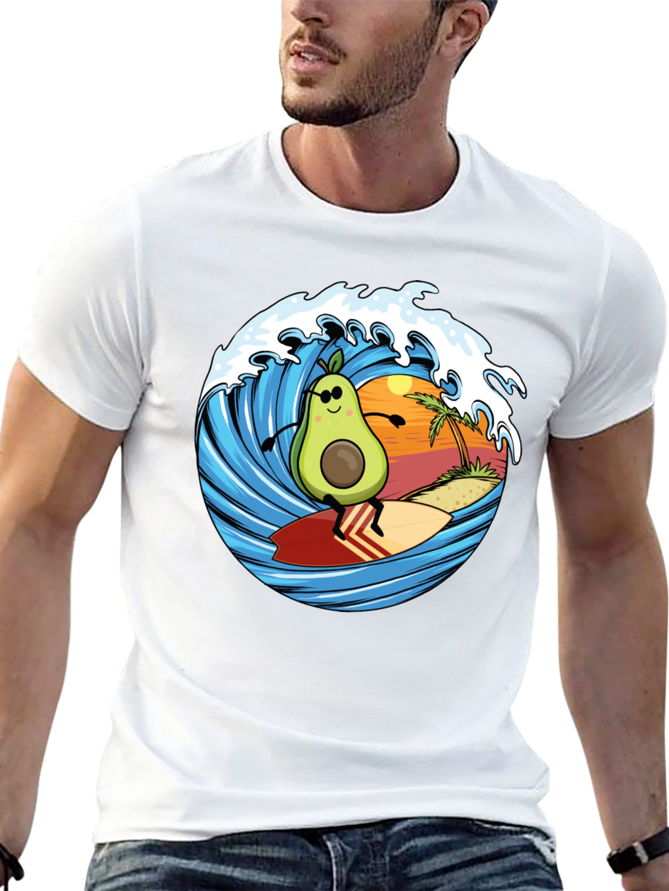Avocado Surfing T-Shirt - Beach Vibes