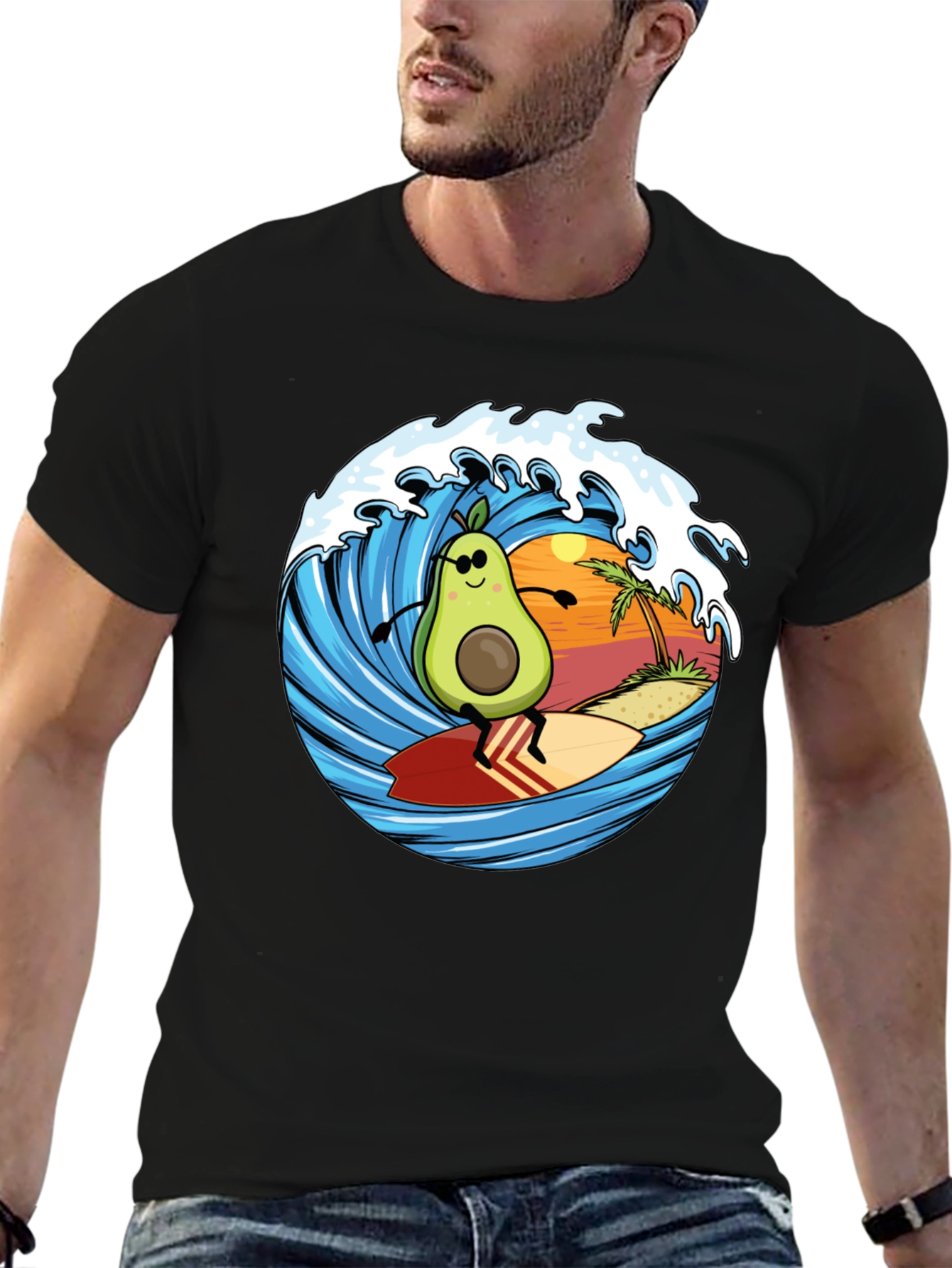Avocado Surfing T-Shirt - Beach Vibes