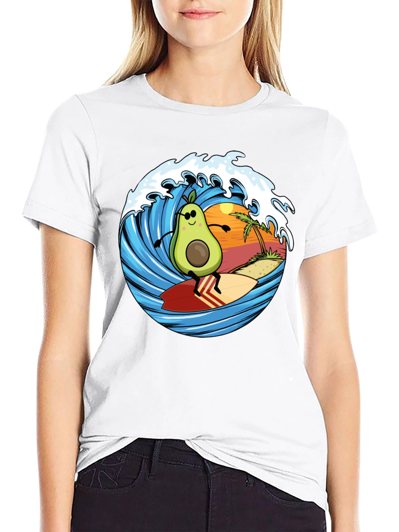 Avocado Surfing T-Shirt - Beach Vibes