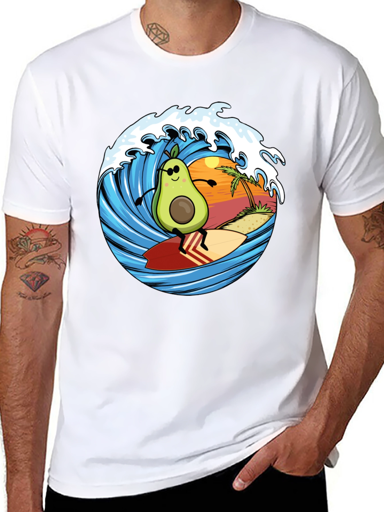 Avocado Surfing T-Shirt - Beach Vibes