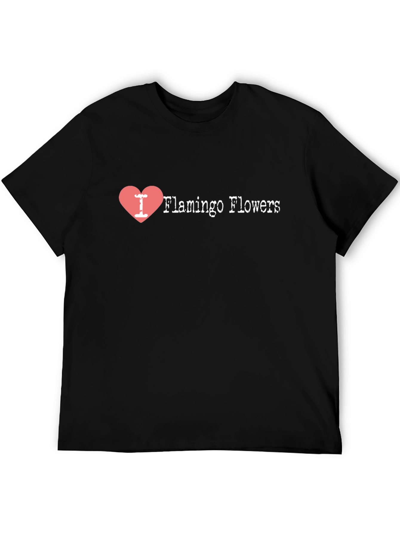 I Heart Flamingo Flowers T-Shirt - Black Cotton Tee