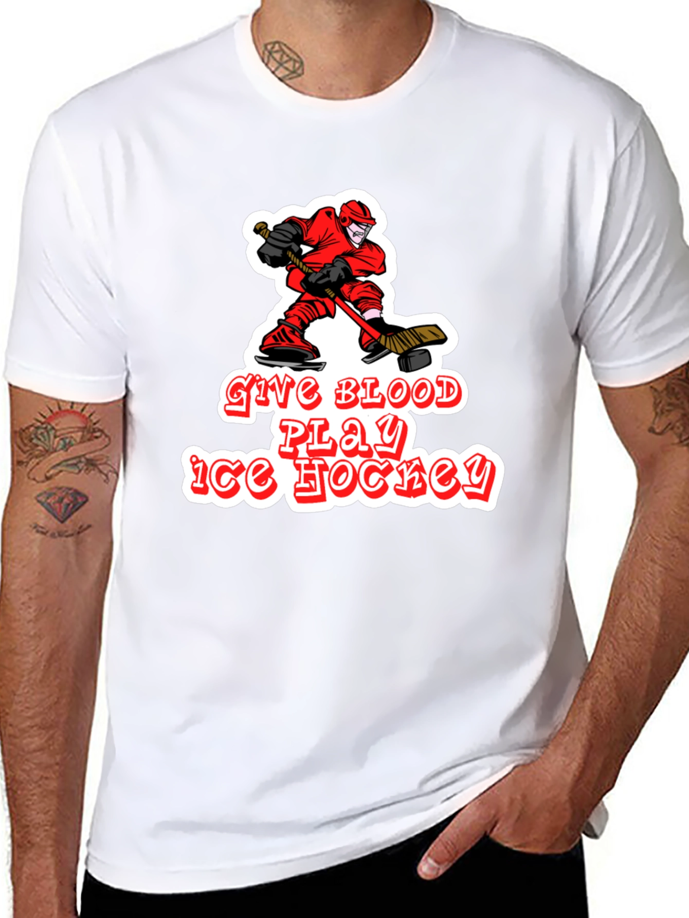 Give Blood Play Ice Hockey Black T-Shirt