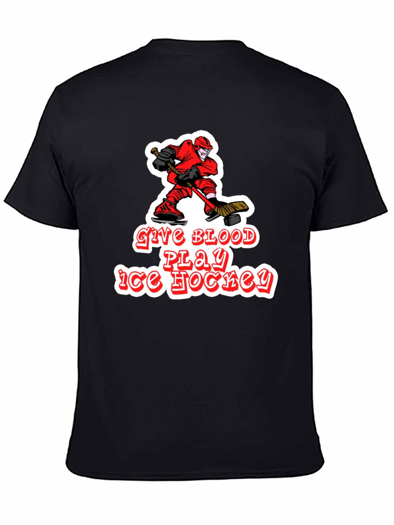 Give Blood Play Ice Hockey Black T-Shirt