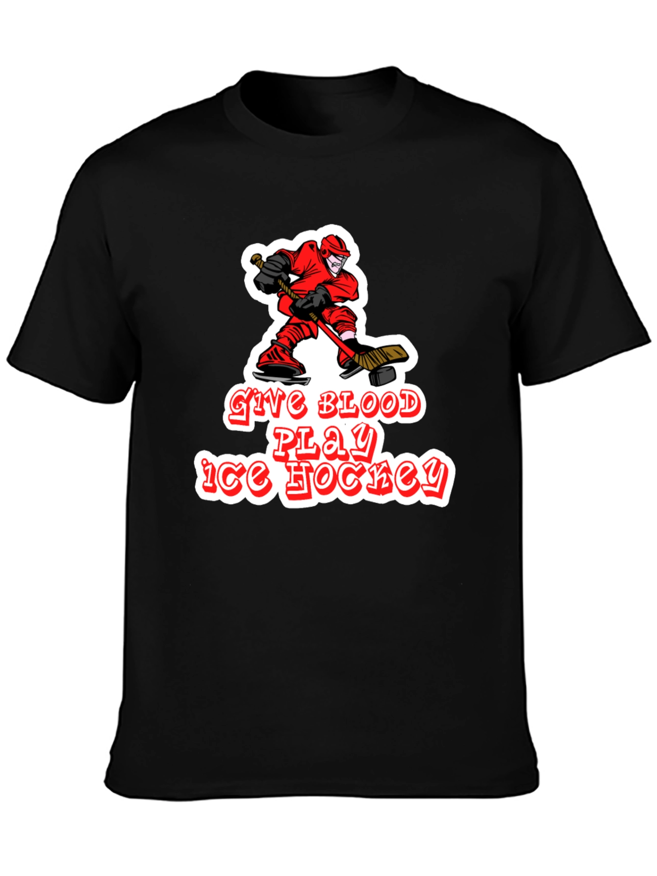 Give Blood Play Ice Hockey Black T-Shirt