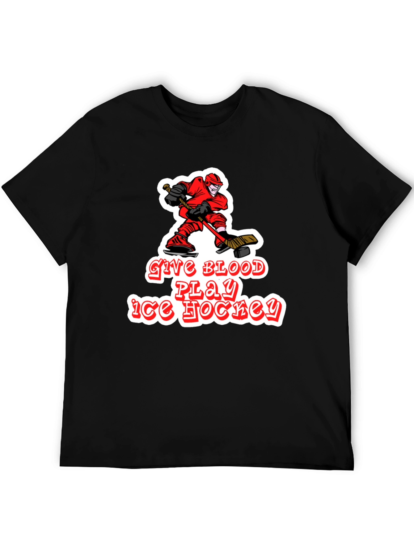 Give Blood Play Ice Hockey Black T-Shirt