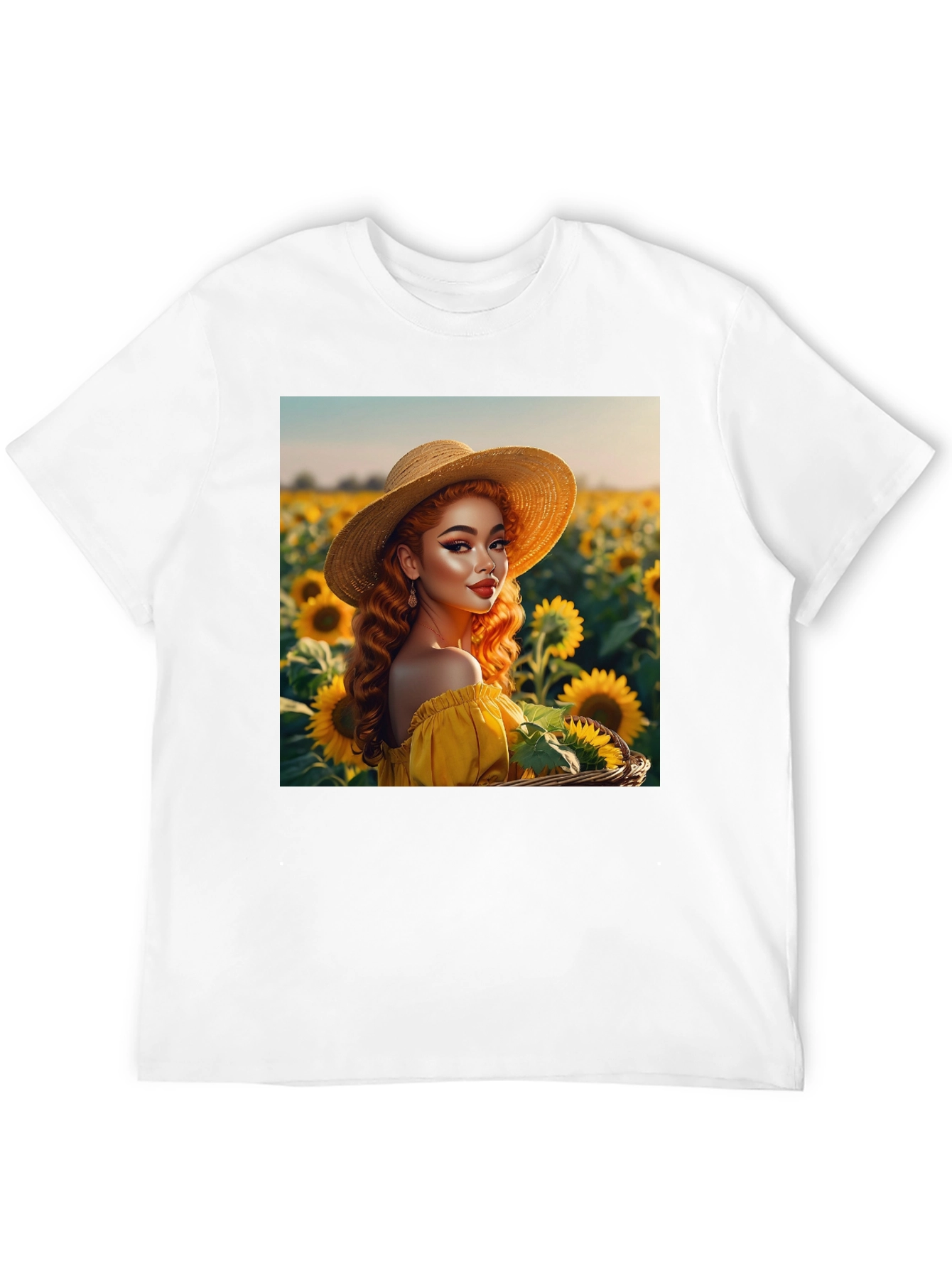 Sunflower Girl Graphic Tee - Black Cotton Blend