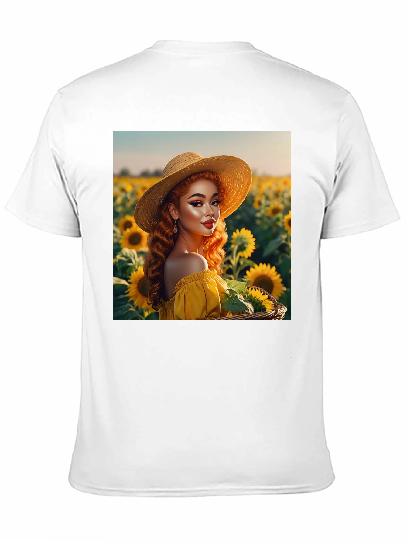 Sunflower Girl Graphic Tee - Black Cotton Blend