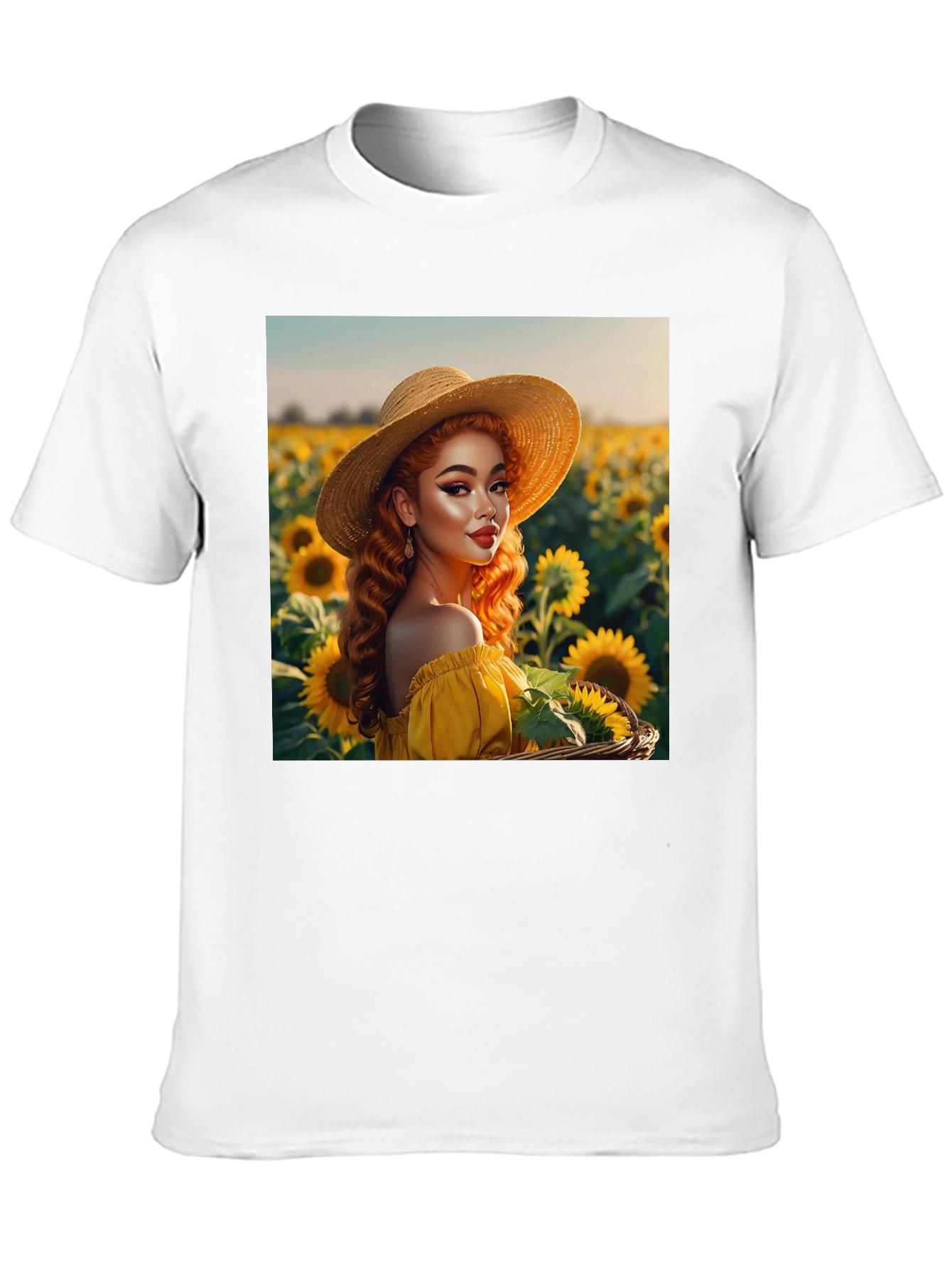 Sunflower Girl Graphic Tee - Black Cotton Blend