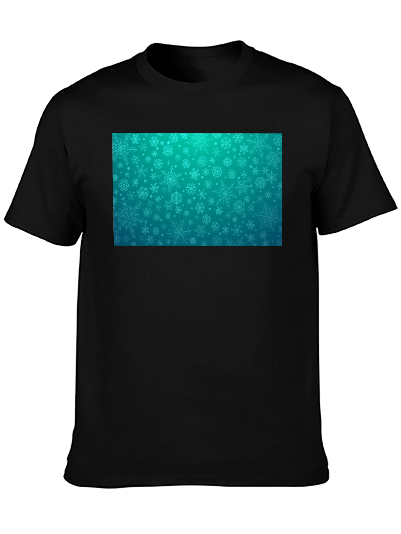 Snowflake Pattern Black T-Shirt