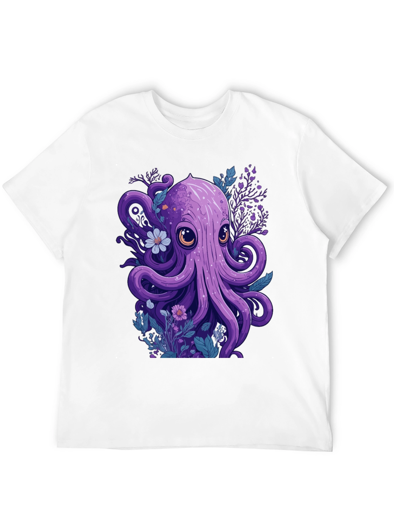 Whimsical Octopus Graphic Tee - Black Cotton Comfort