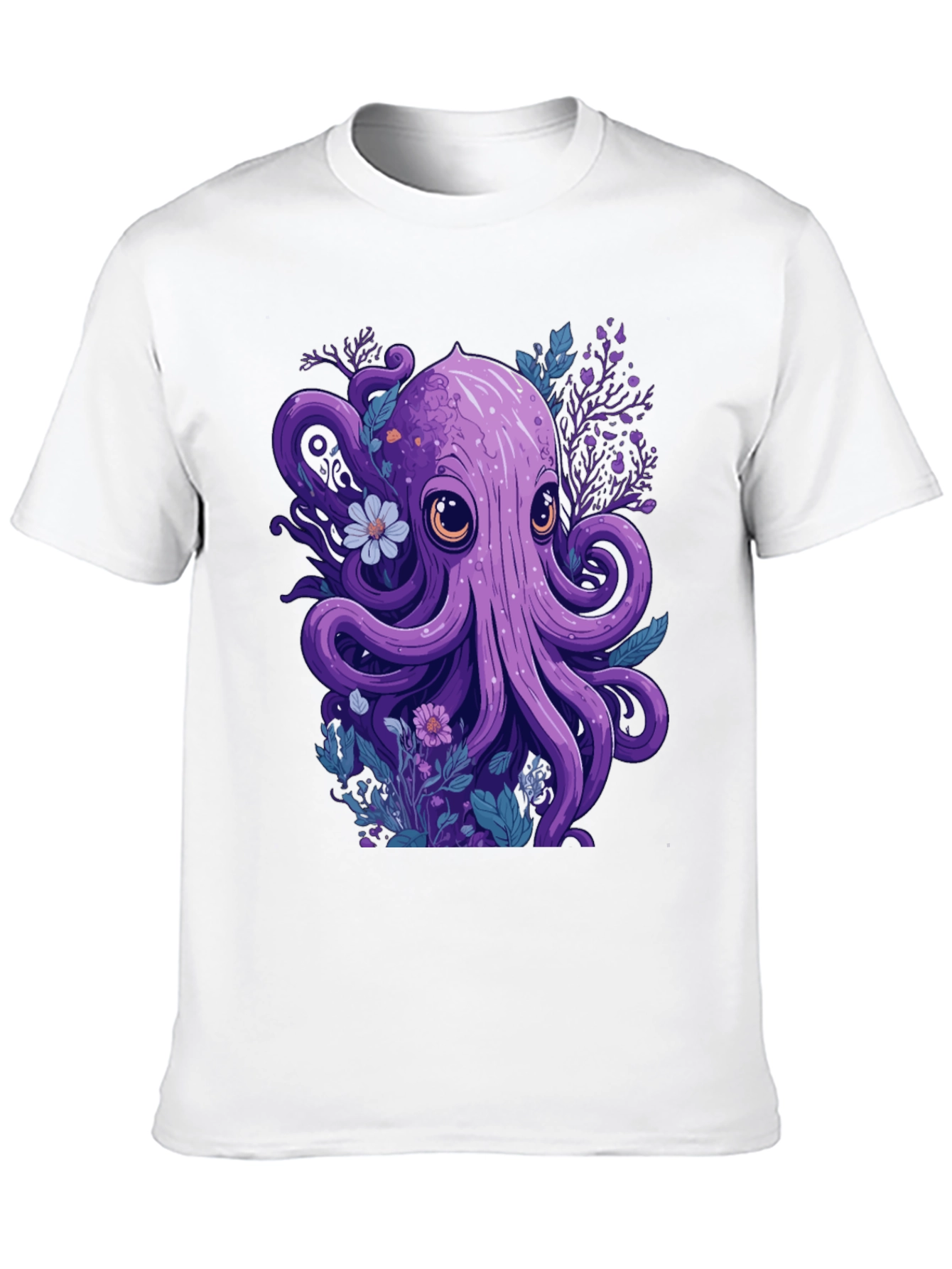 Whimsical Octopus Graphic Tee - Black Cotton Comfort