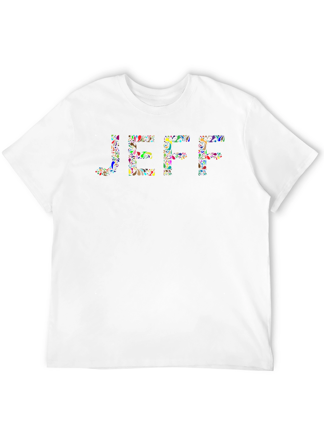 JEFF Floral Word Art Black T-Shirt
