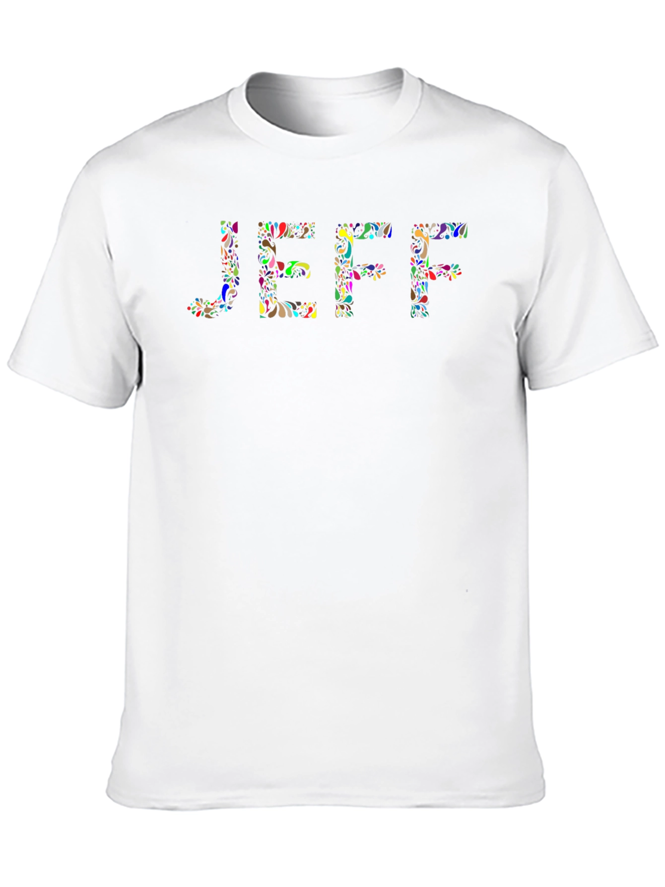 JEFF Floral Word Art Black T-Shirt