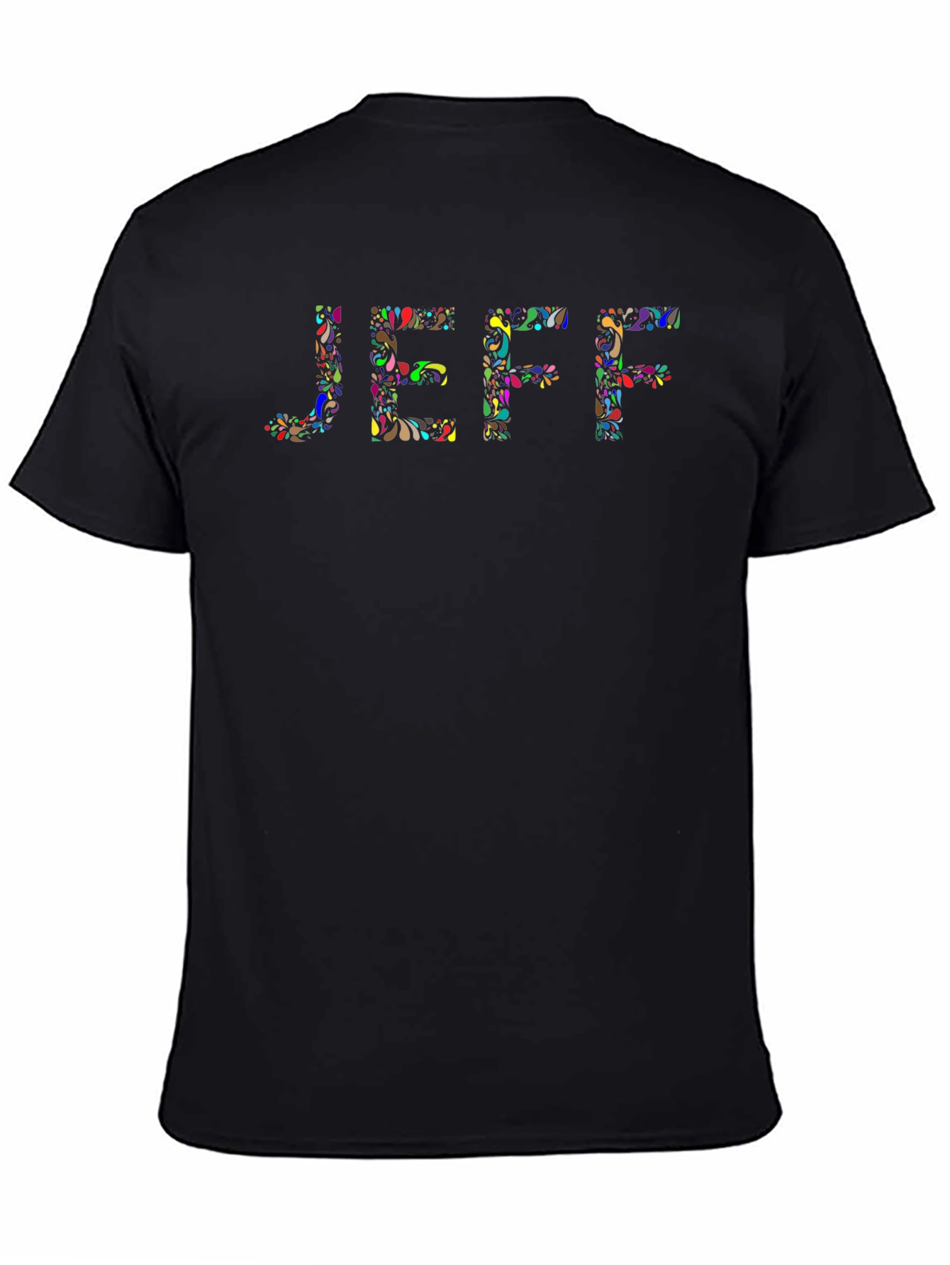 JEFF Floral Word Art Black T-Shirt