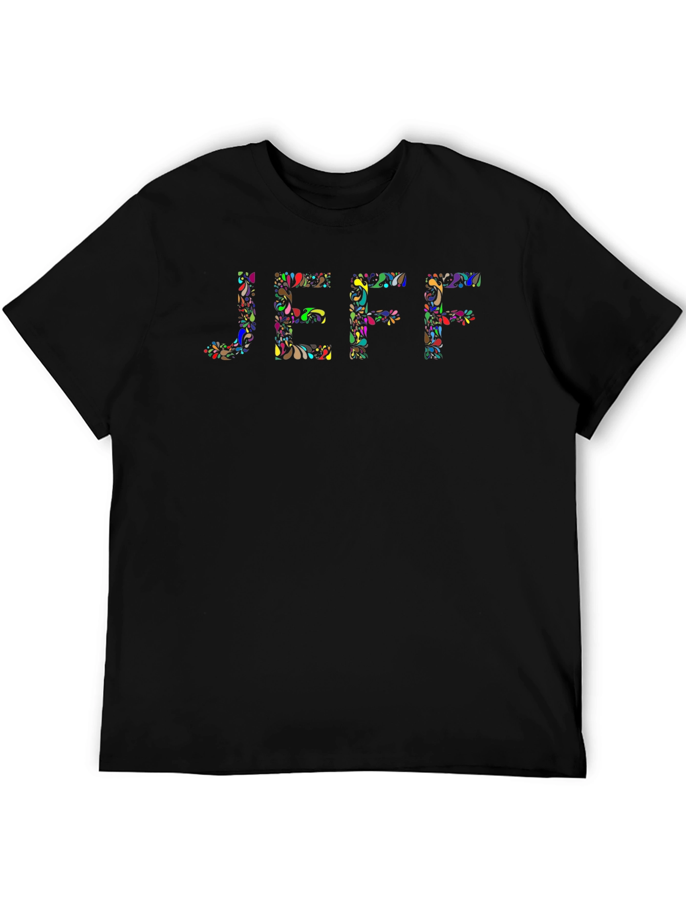 JEFF Floral Word Art Black T-Shirt