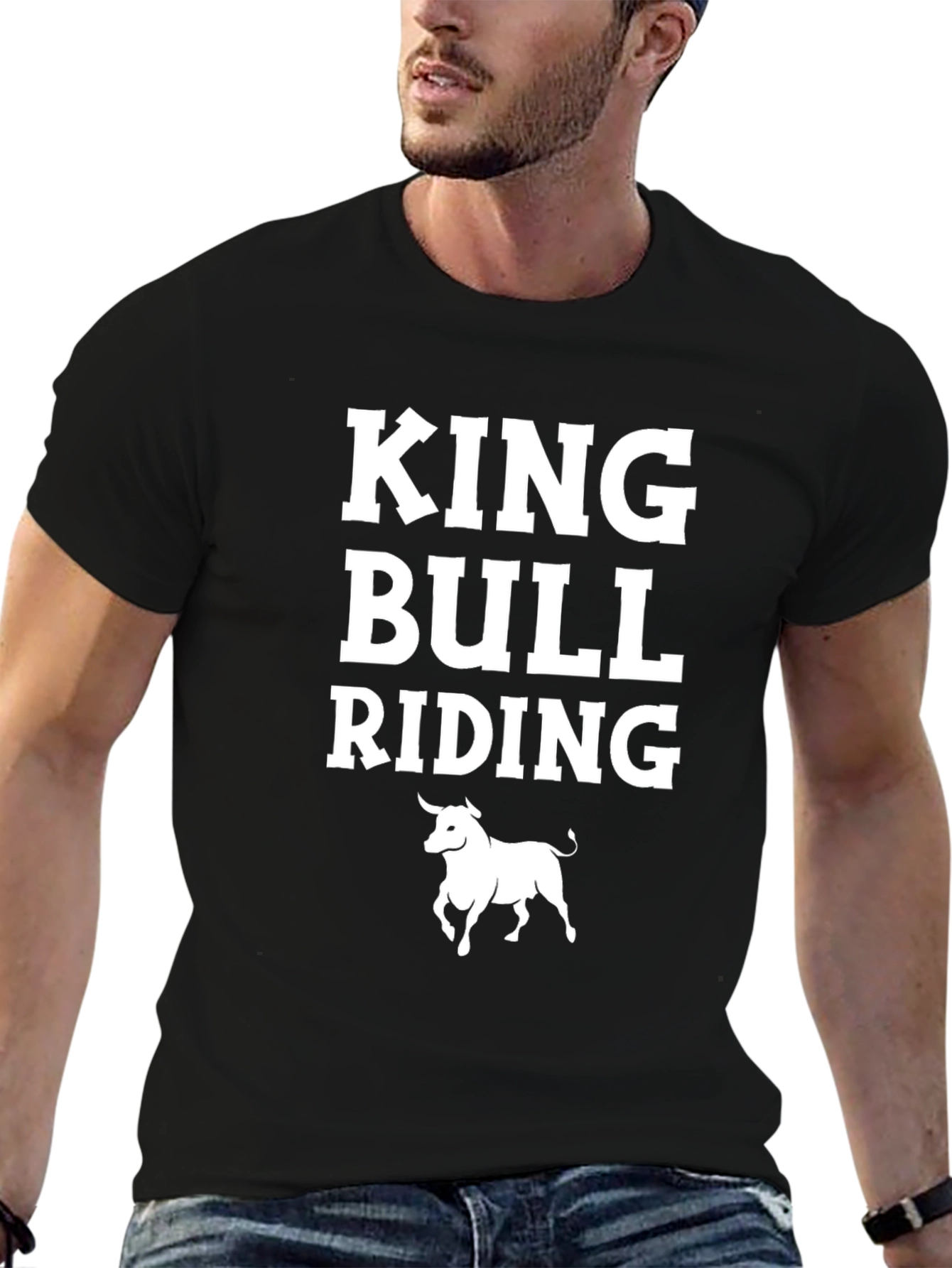 King Bull Riding Black Graphic Tee
