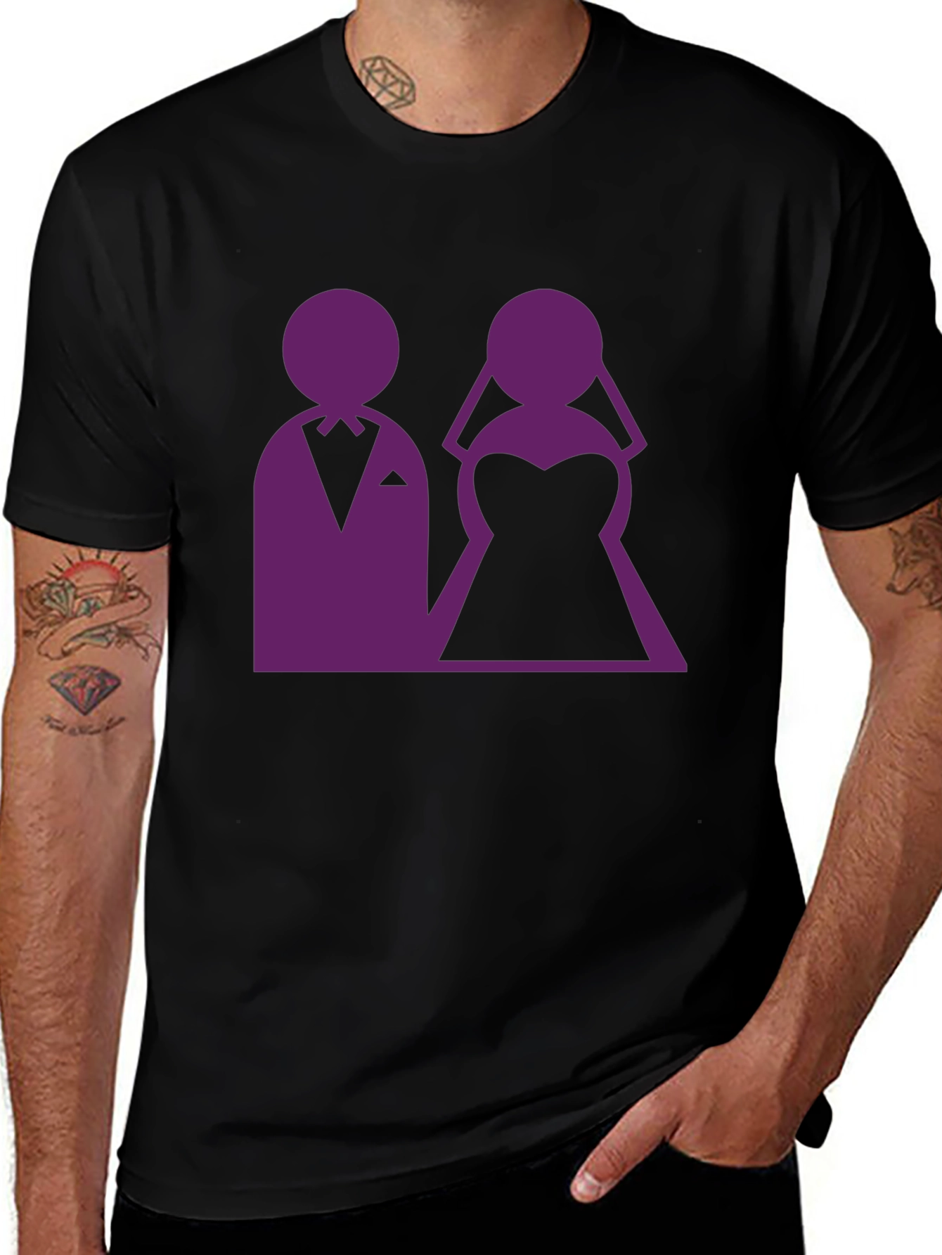 Wedding Couple Graphic Tee - Black