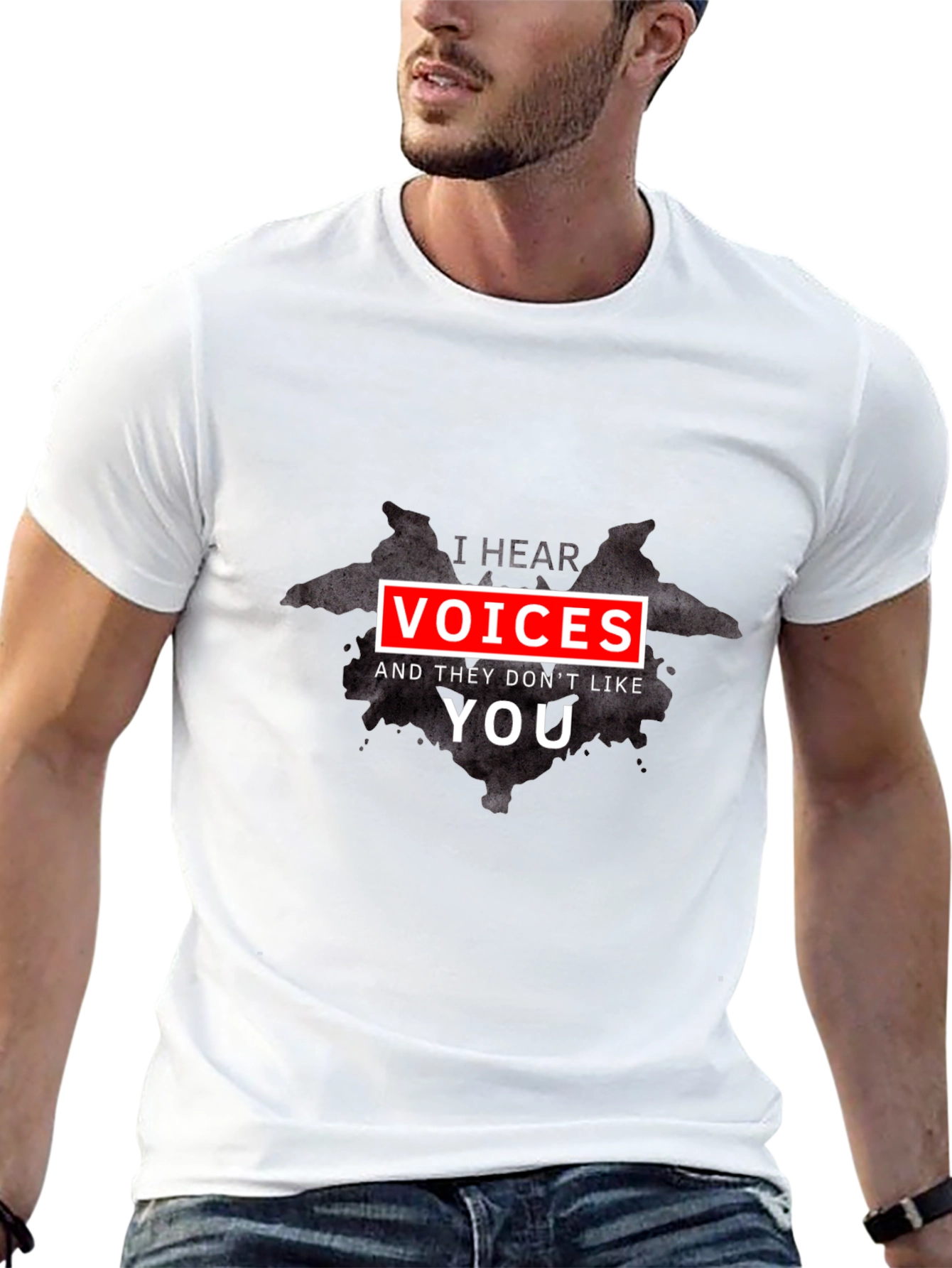I Hear Voices Funny Black T-Shirt
