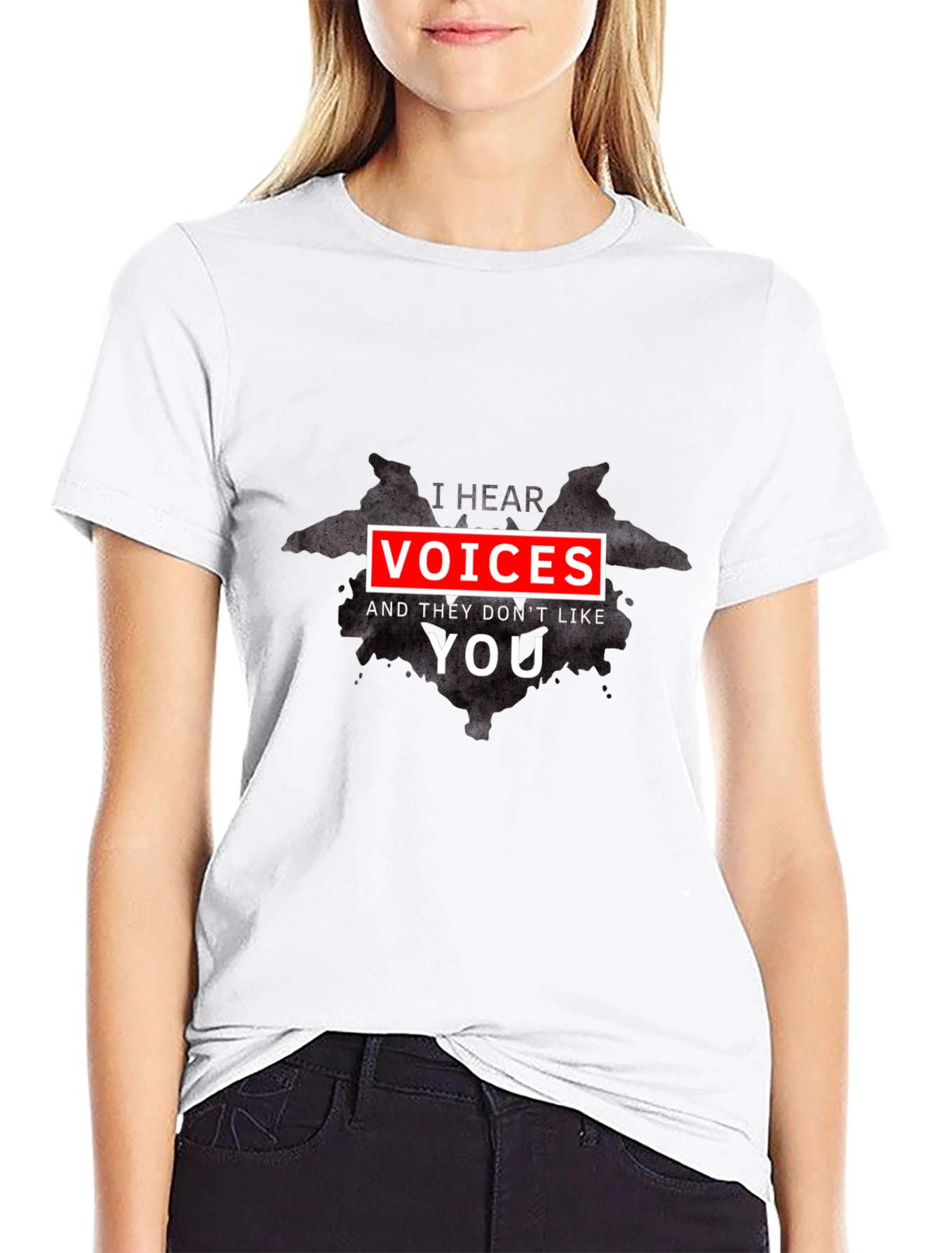 I Hear Voices Funny Black T-Shirt