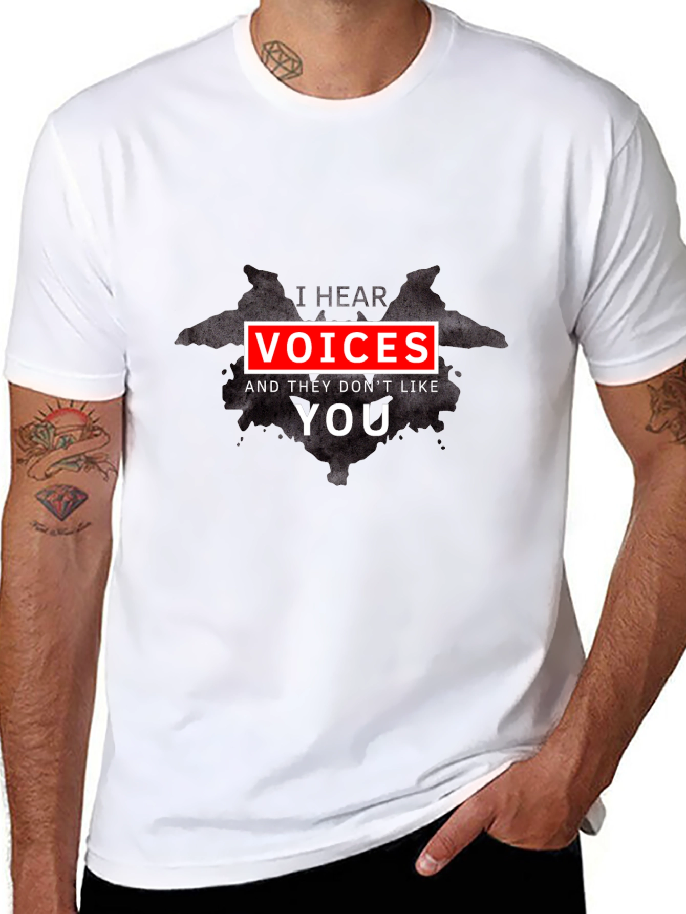 I Hear Voices Funny Black T-Shirt