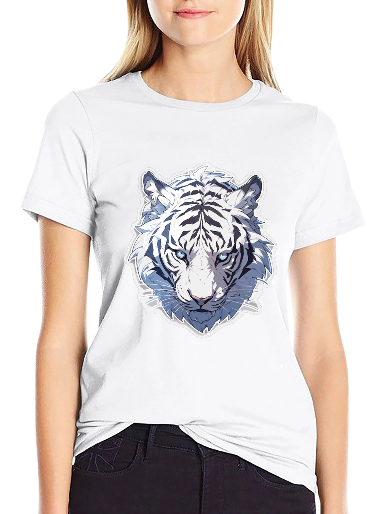 White Tiger Graphic Tee - Cool Animal Design