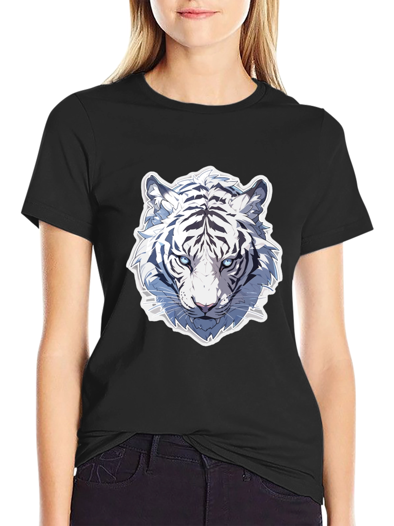 White Tiger Graphic Tee - Cool Animal Design