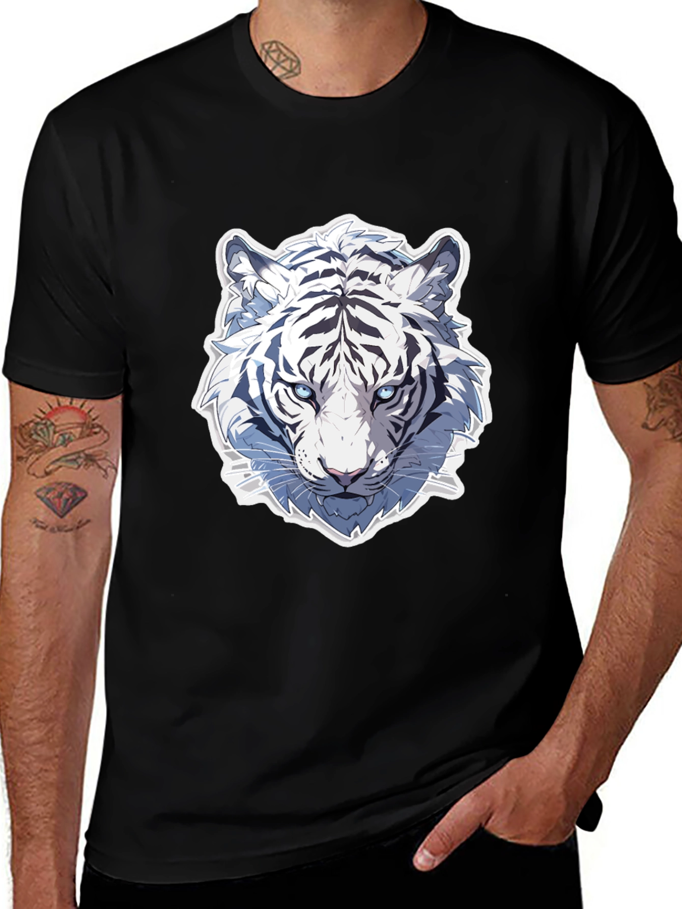 White Tiger Graphic Tee - Cool Animal Design