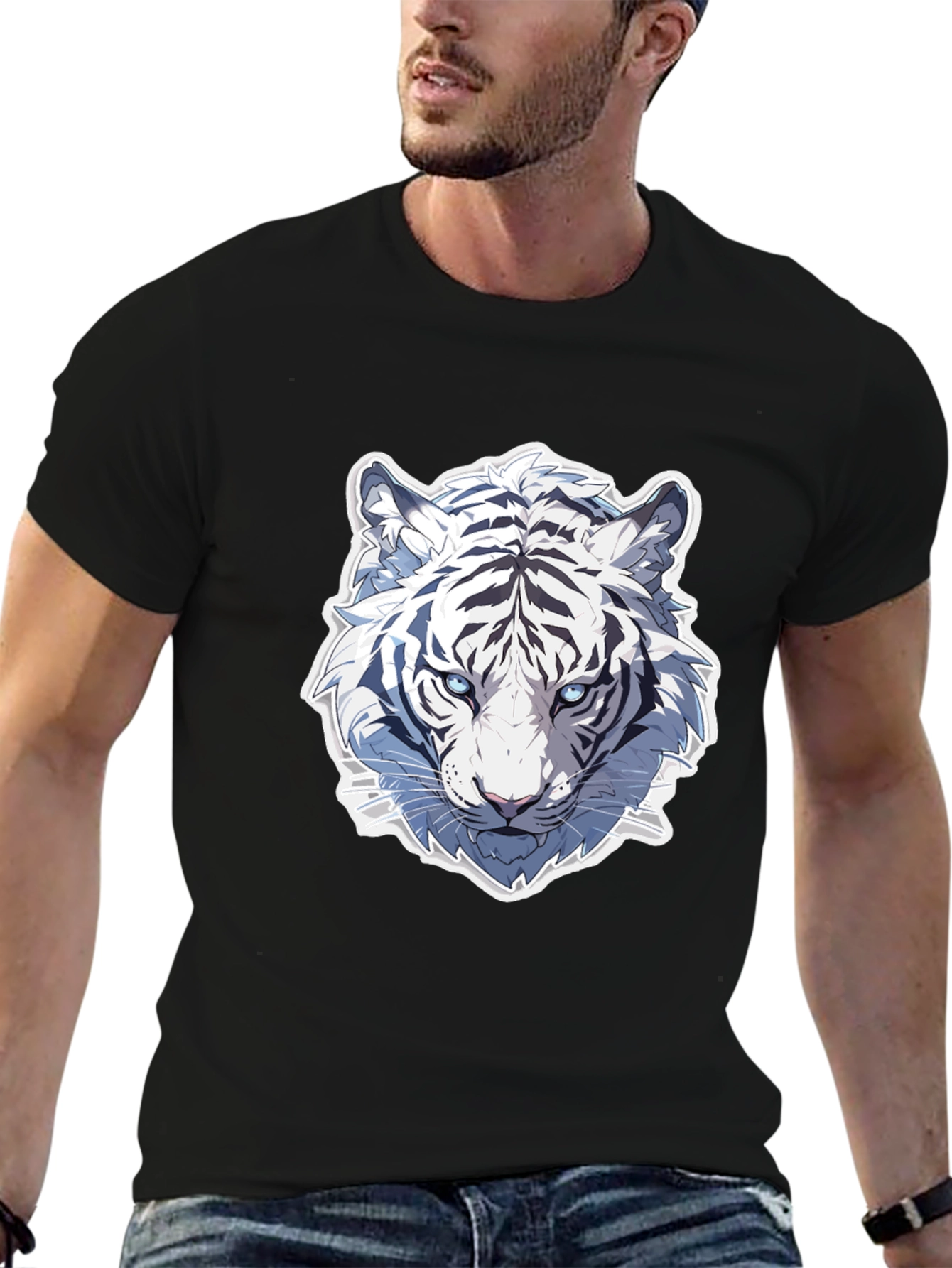 White Tiger Graphic Tee - Cool Animal Design