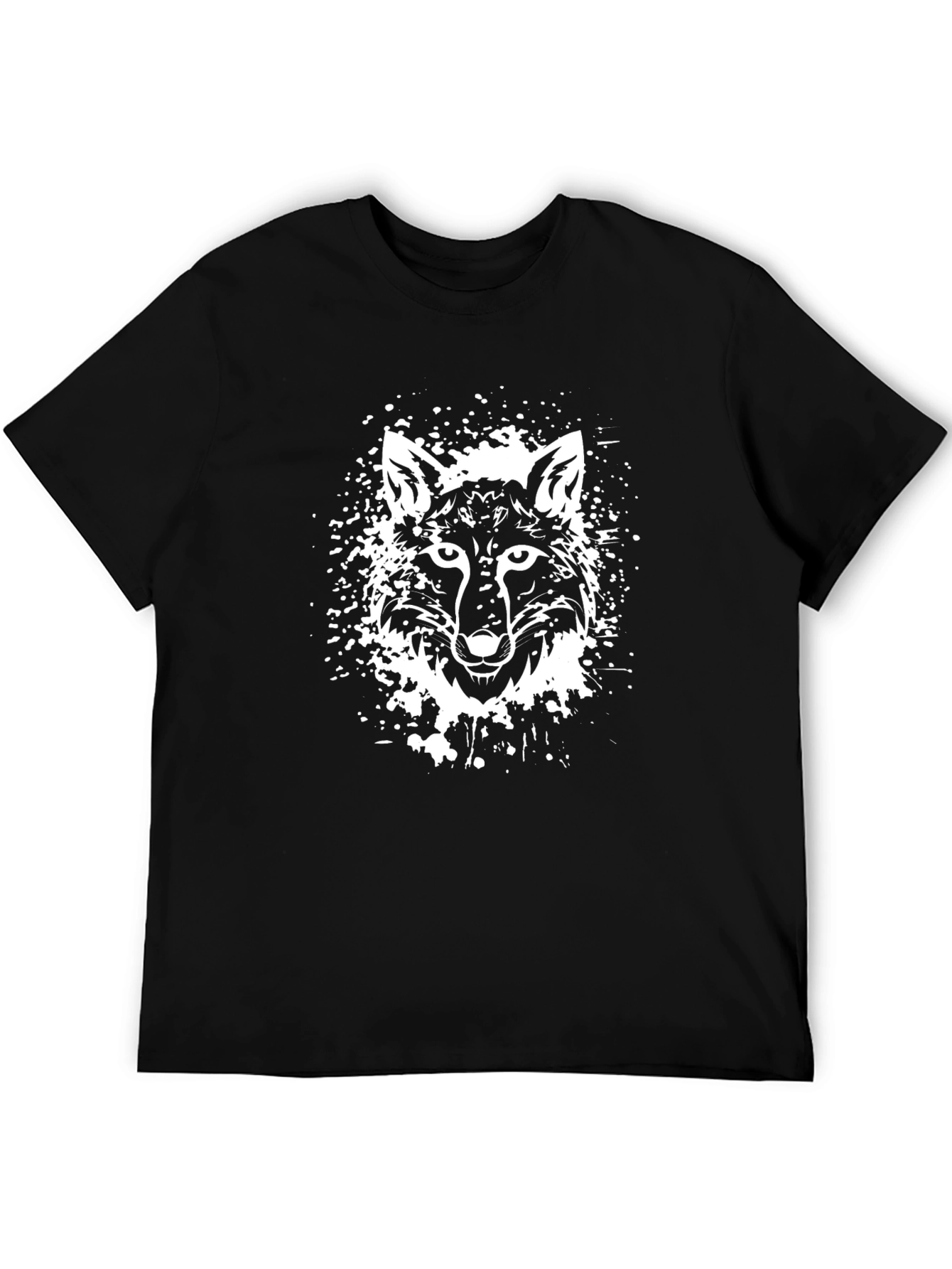 Black Tee with Abstract Fox Graphic