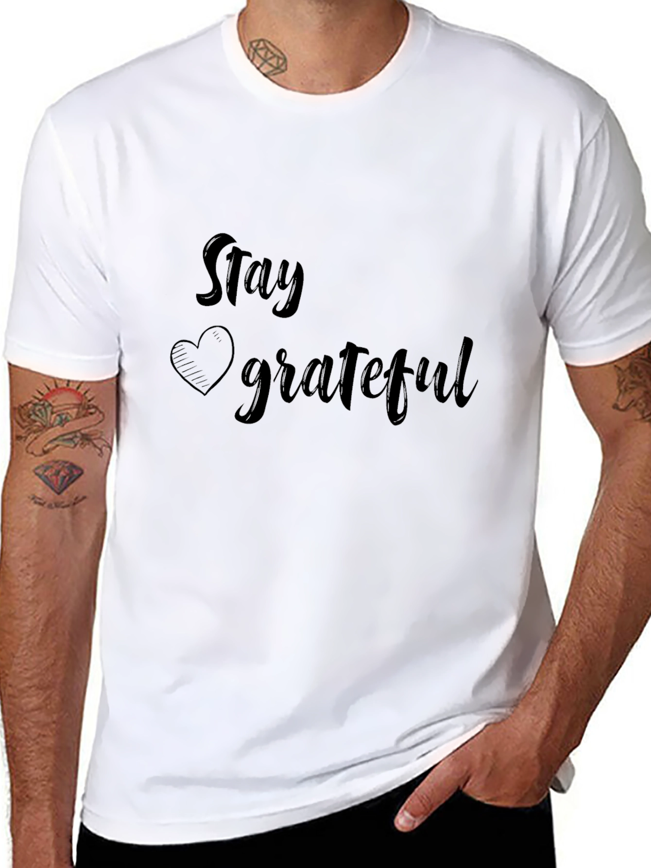 Stay Grateful Black Graphic Tee