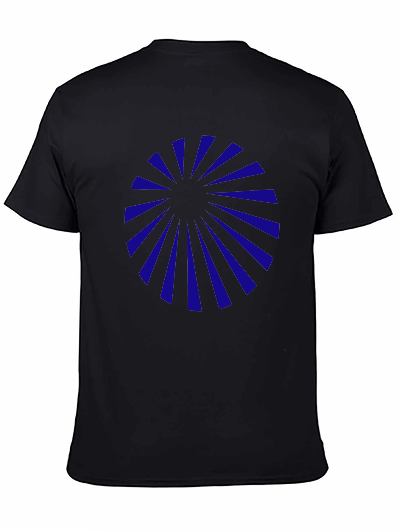 Mens Black Graphic Tee - Blue Sunburst Design