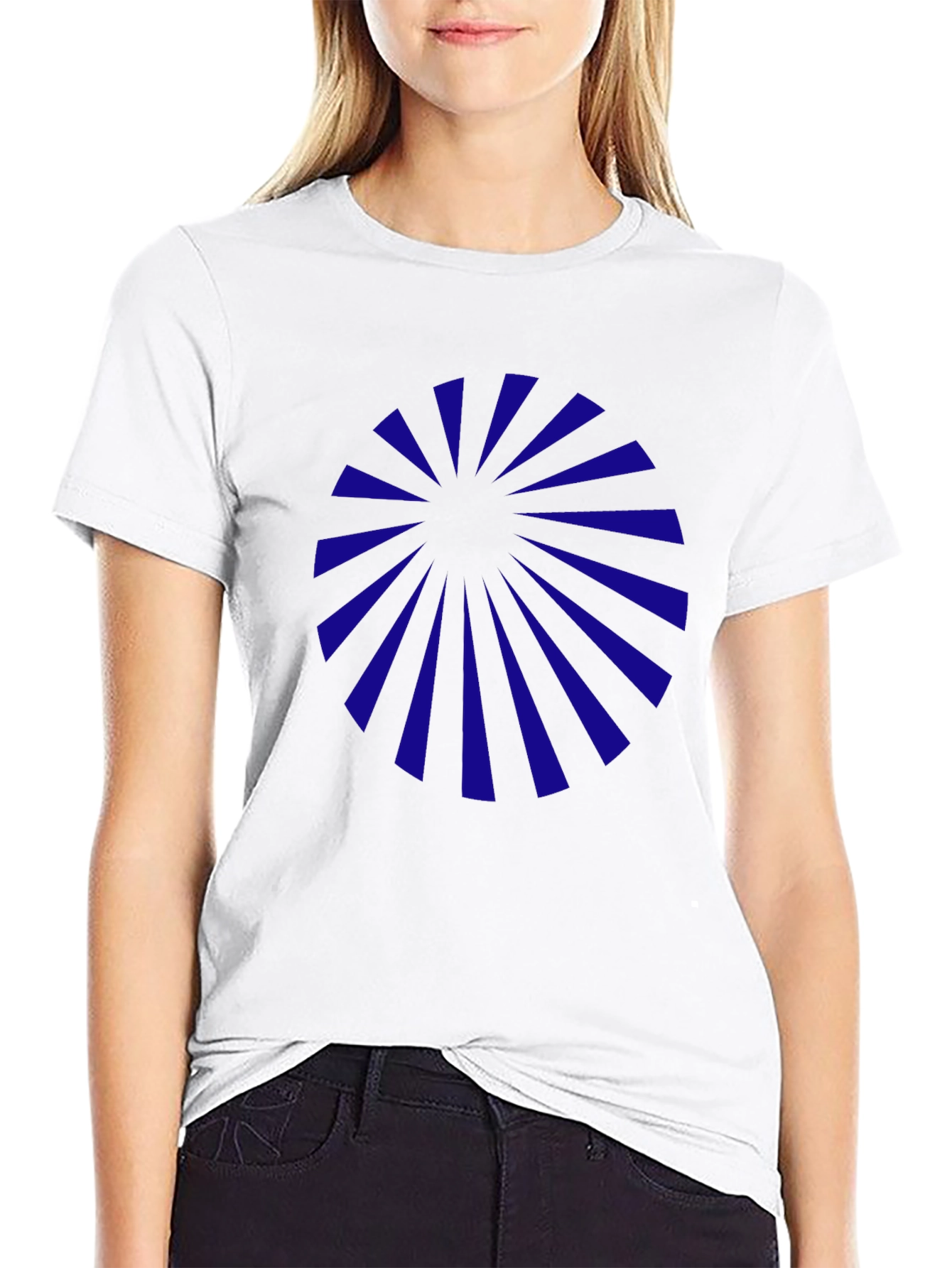 Mens Black Graphic Tee - Blue Sunburst Design