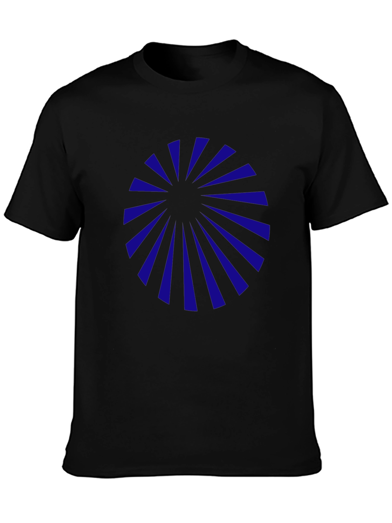 Mens Black Graphic Tee - Blue Sunburst Design