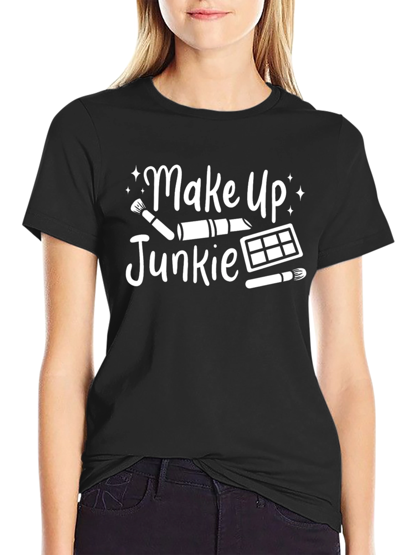 Make Up Junkie Black Tee