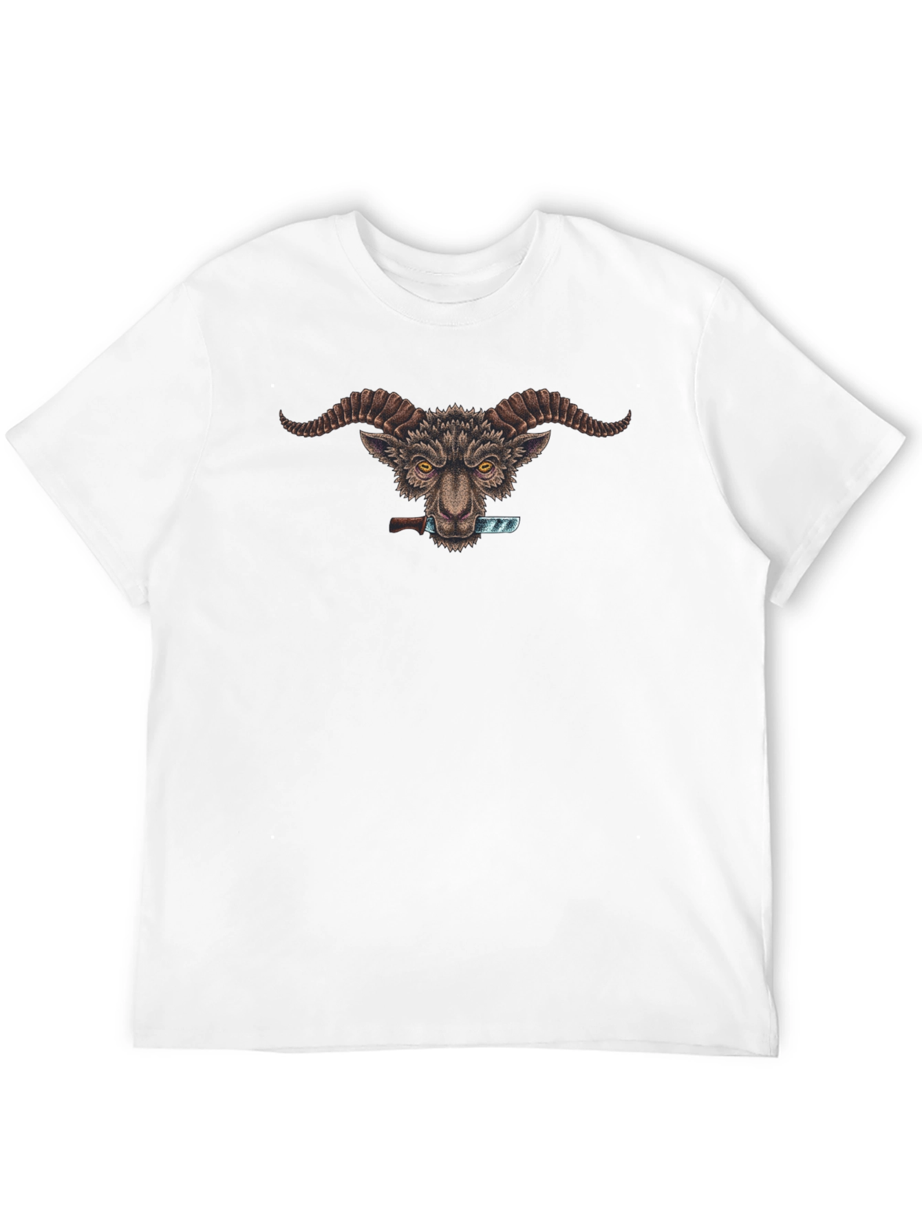 Goat with Knife Graphic Tee - Edgy & Unique