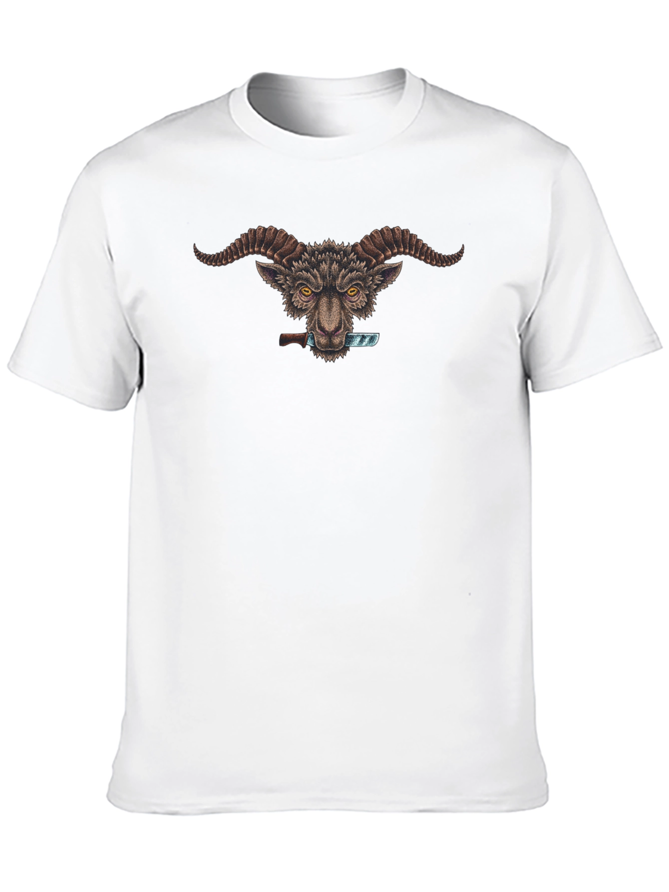 Goat with Knife Graphic Tee - Edgy & Unique