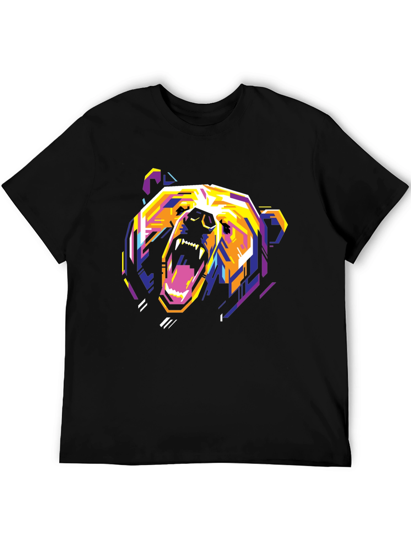 Geometric Bear Graphic Print T-Shirt