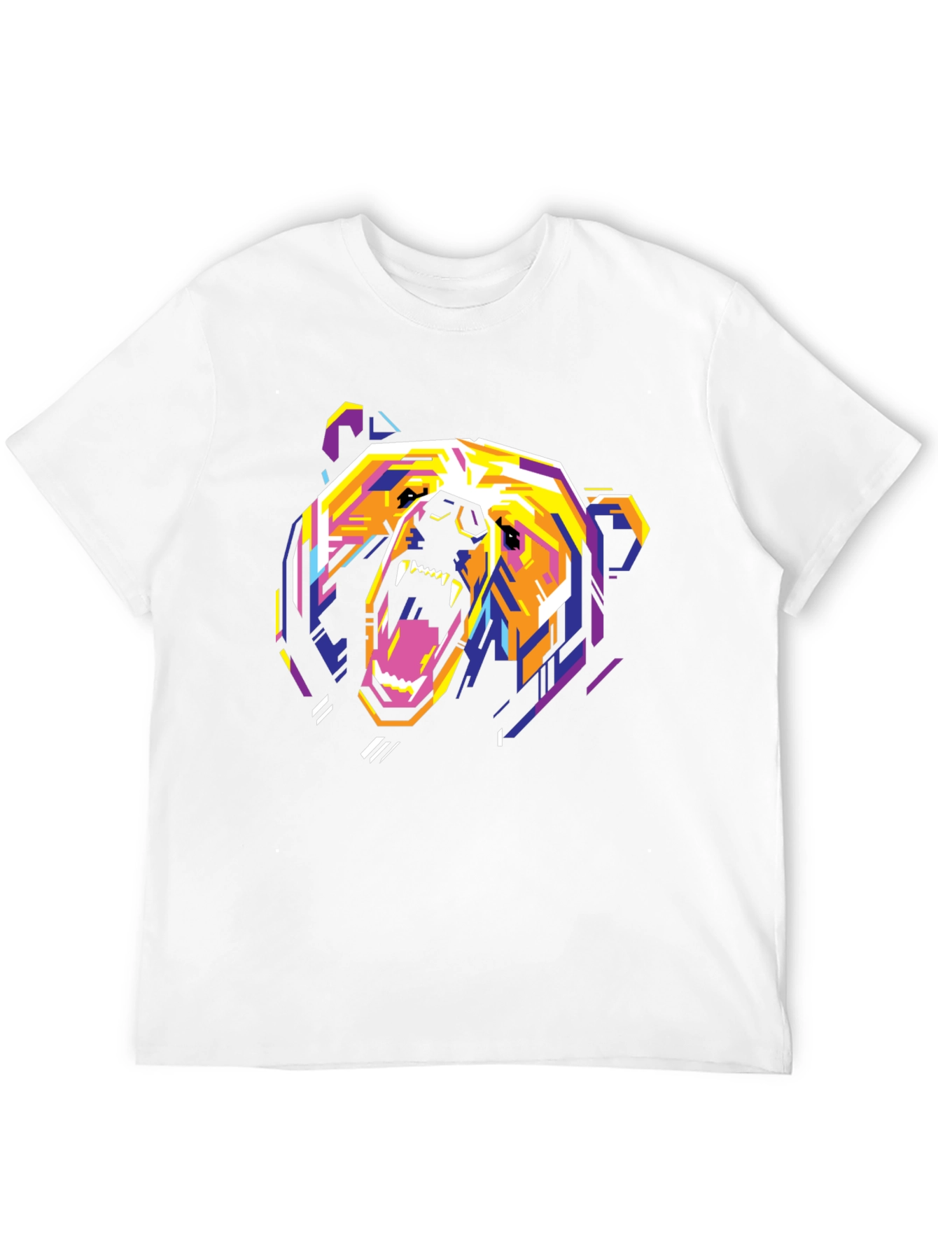 Geometric Bear Graphic Print T-Shirt