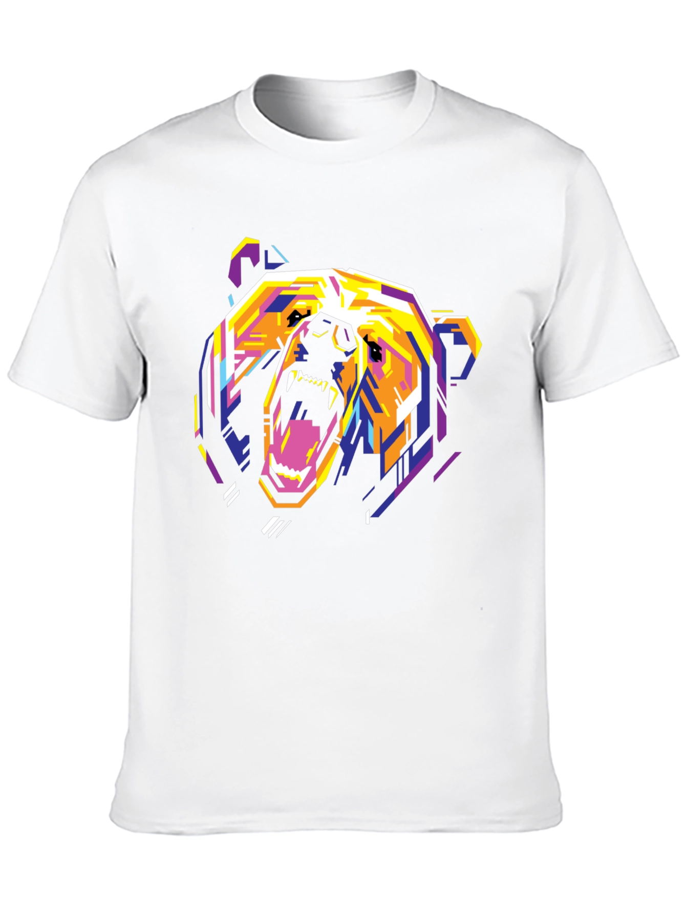 Geometric Bear Graphic Print T-Shirt