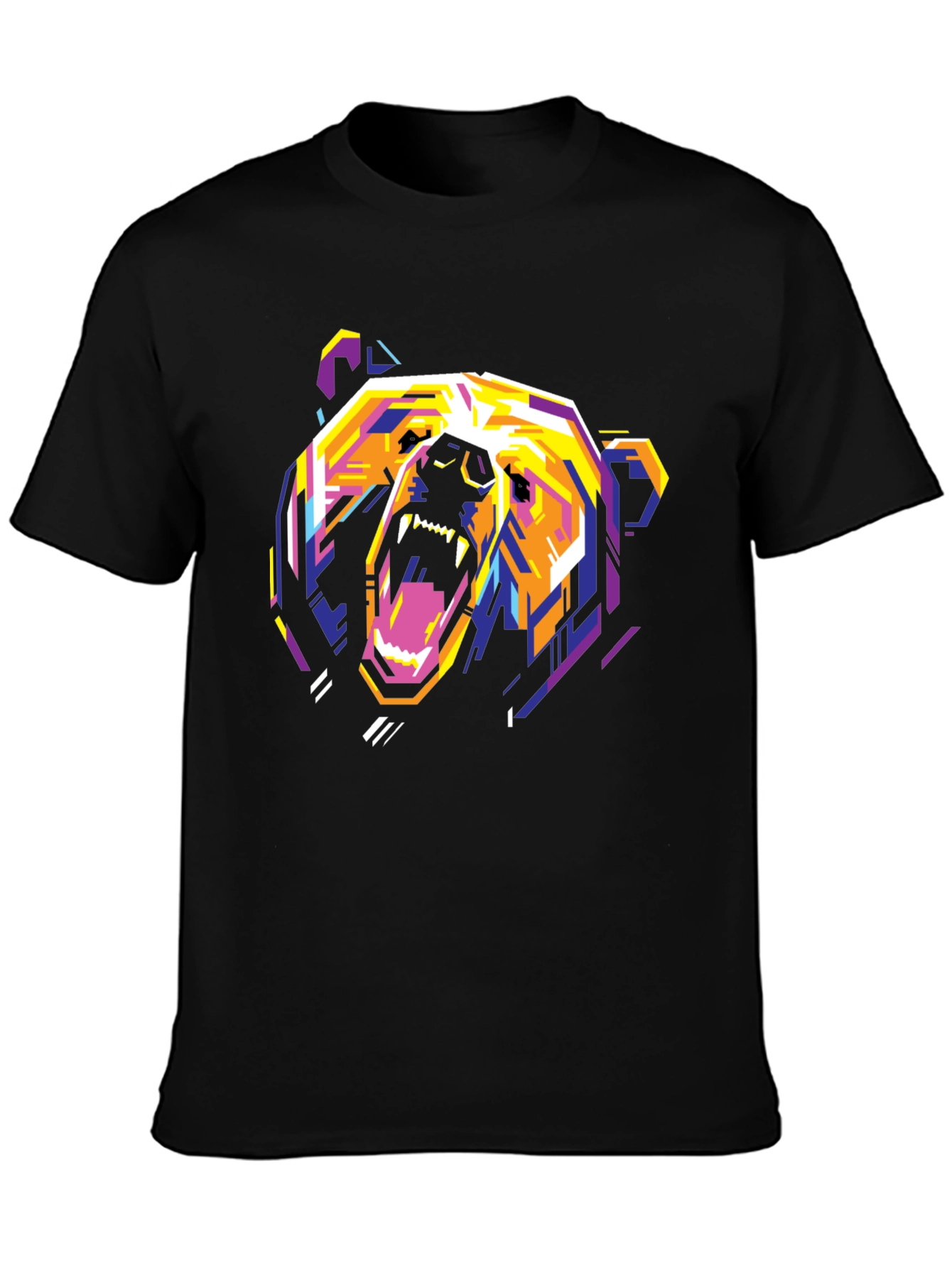 Geometric Bear Graphic Print T-Shirt